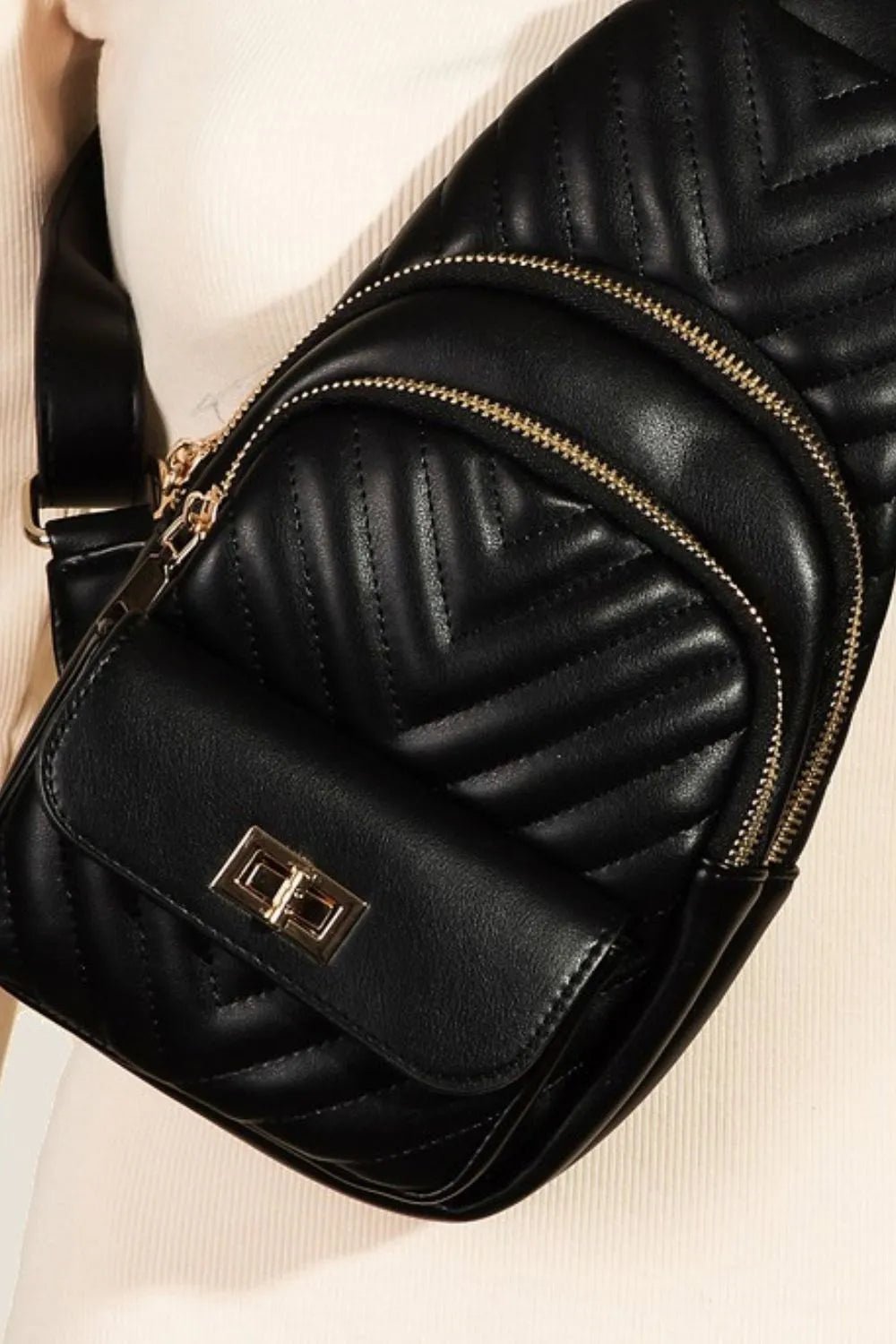 Fame Faux Leather Cushioned Sling Bag - Goddess Vibes