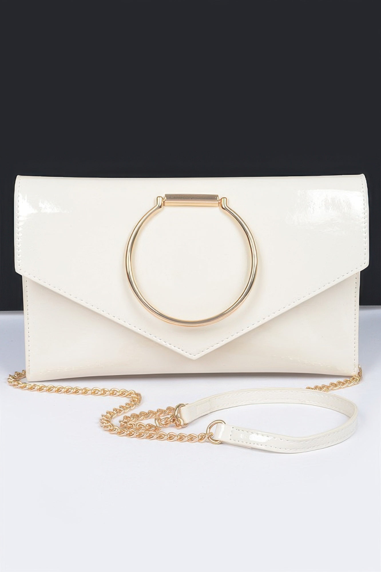 Goddess Luxe Enamel Clutch – Faux Leather with Sleek Metal Handle - Goddess Vibes