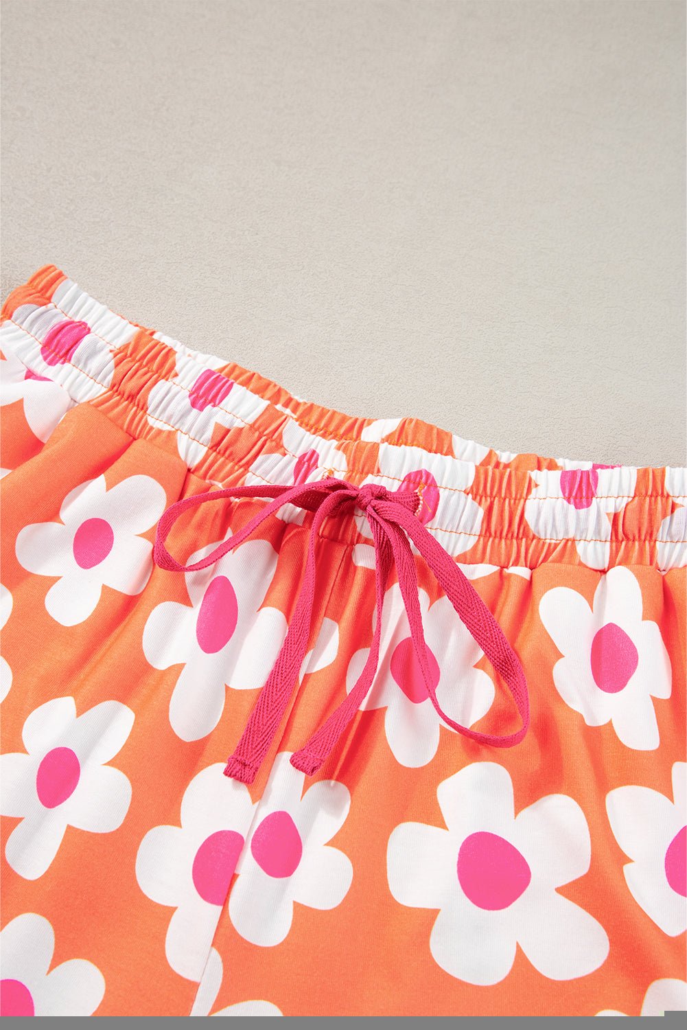 Orange Flower Print Short Sleeve Shirt Pajamas Set - Goddess Vibes