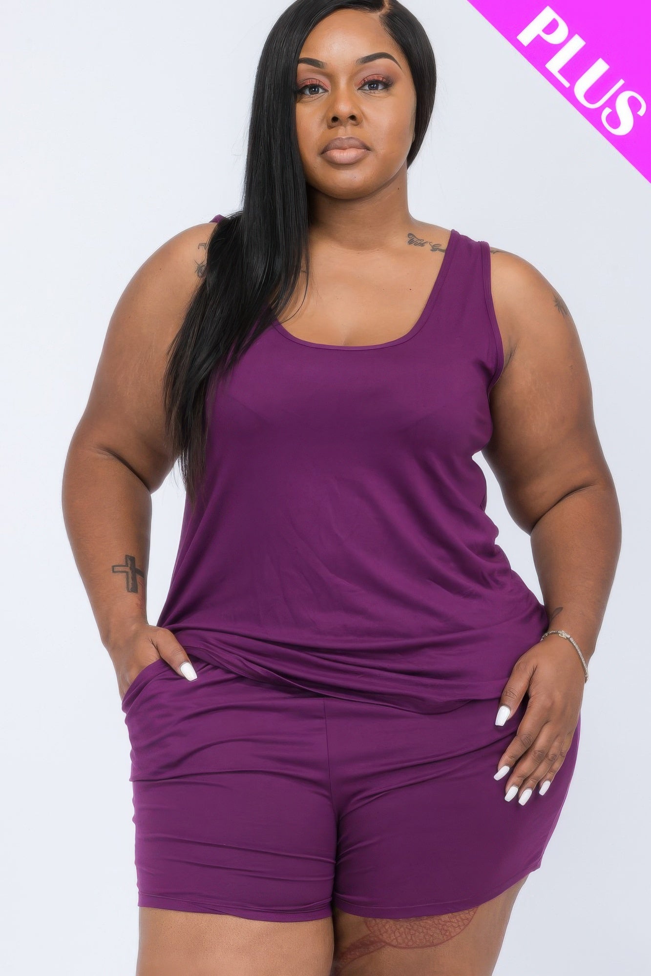Plus Comfy Tank Top & Shorts Set - Goddess Vibes