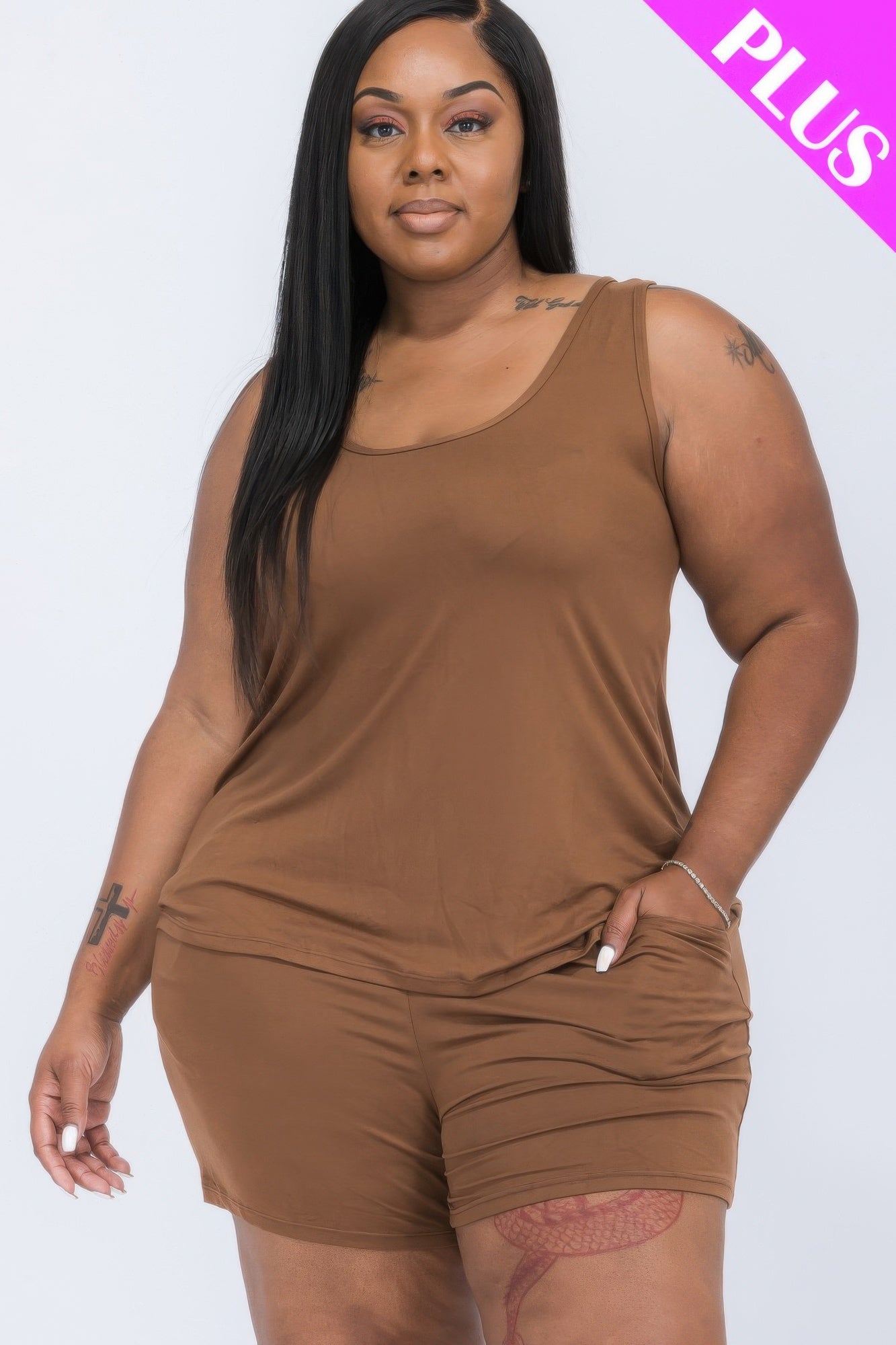 Plus Comfy Tank Top & Shorts Set - Goddess Vibes