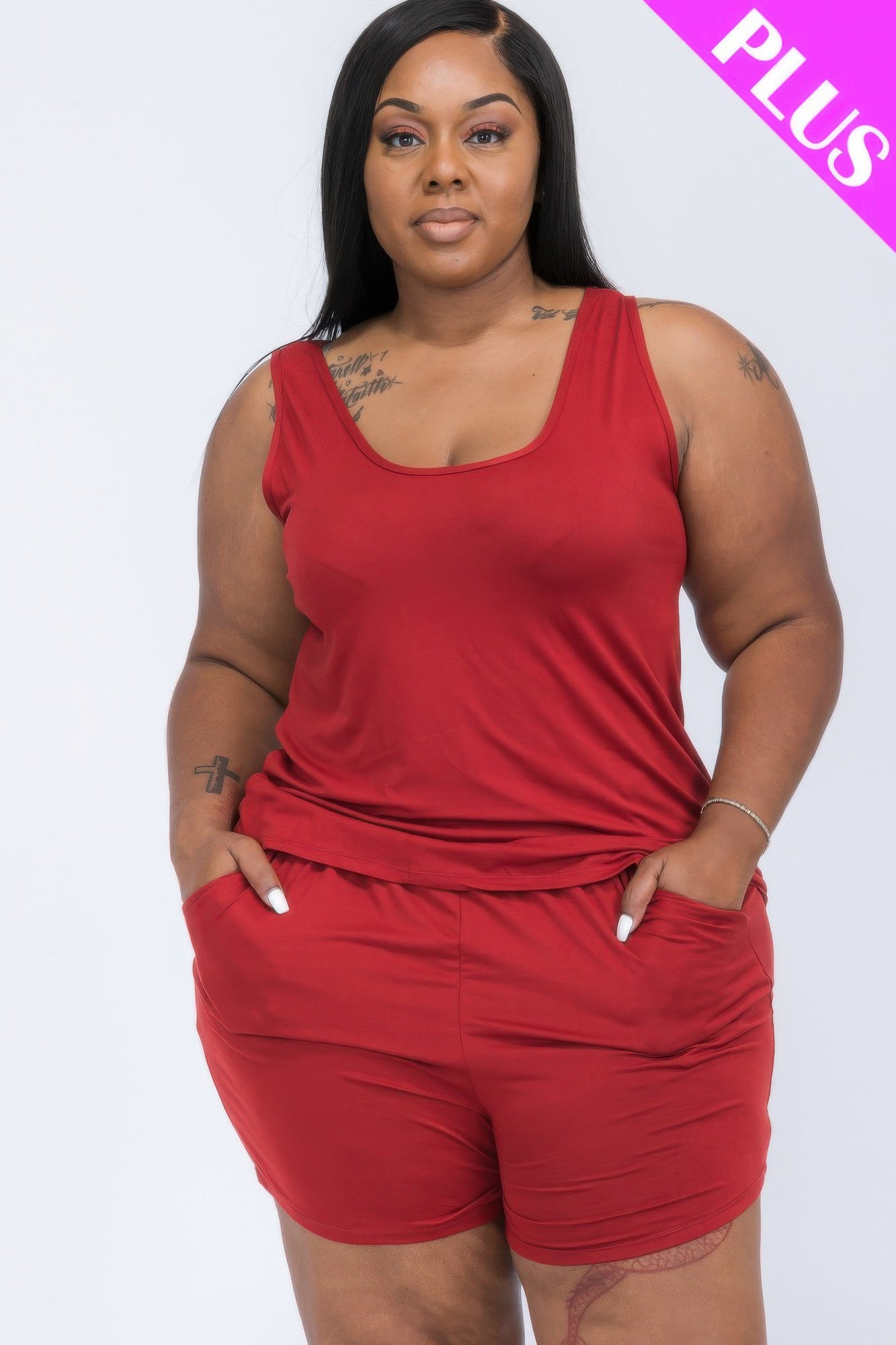 Plus Comfy Tank Top & Shorts Set - Goddess Vibes