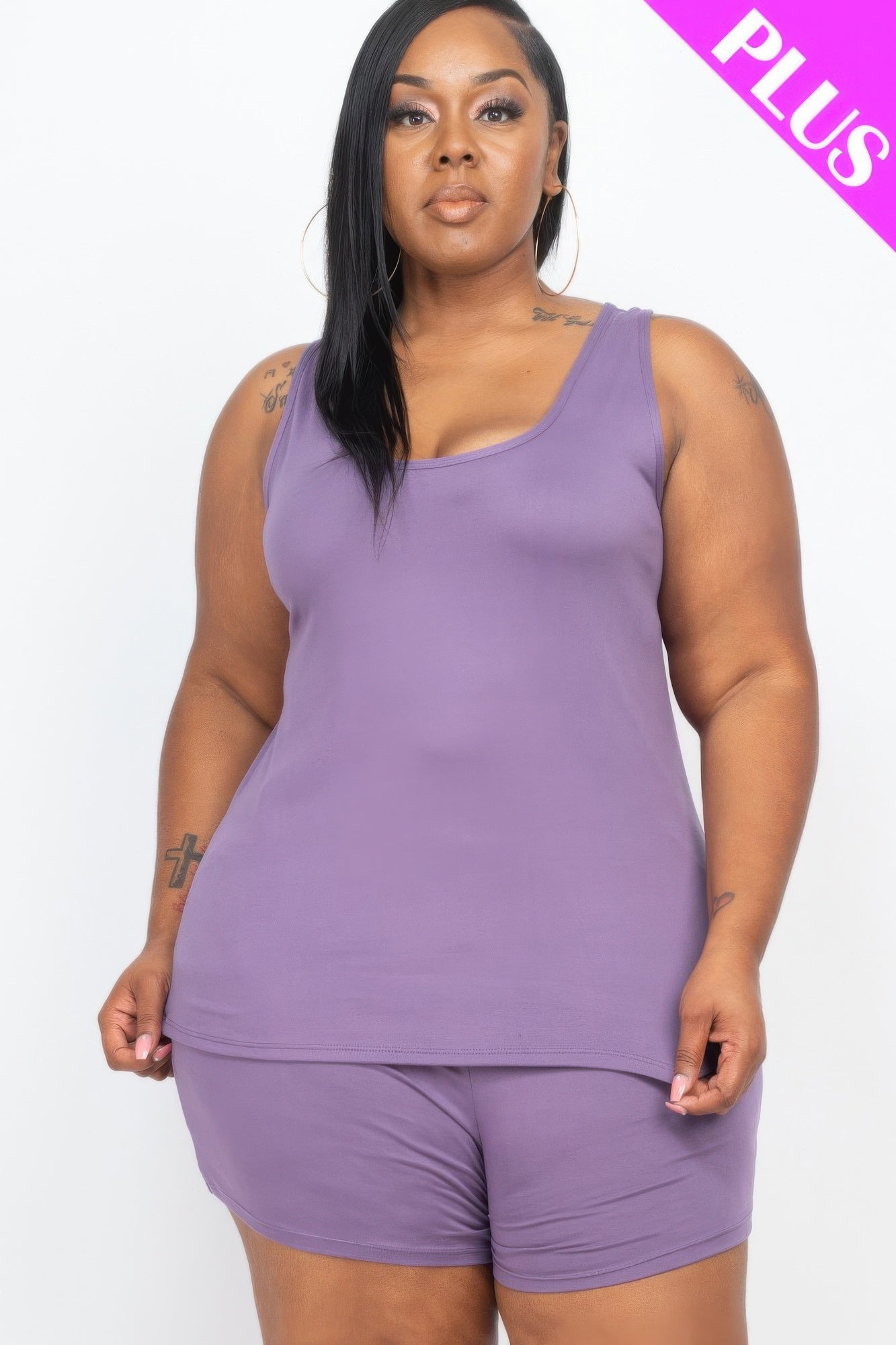 Plus Comfy Tank Top & Shorts Set - Goddess Vibes
