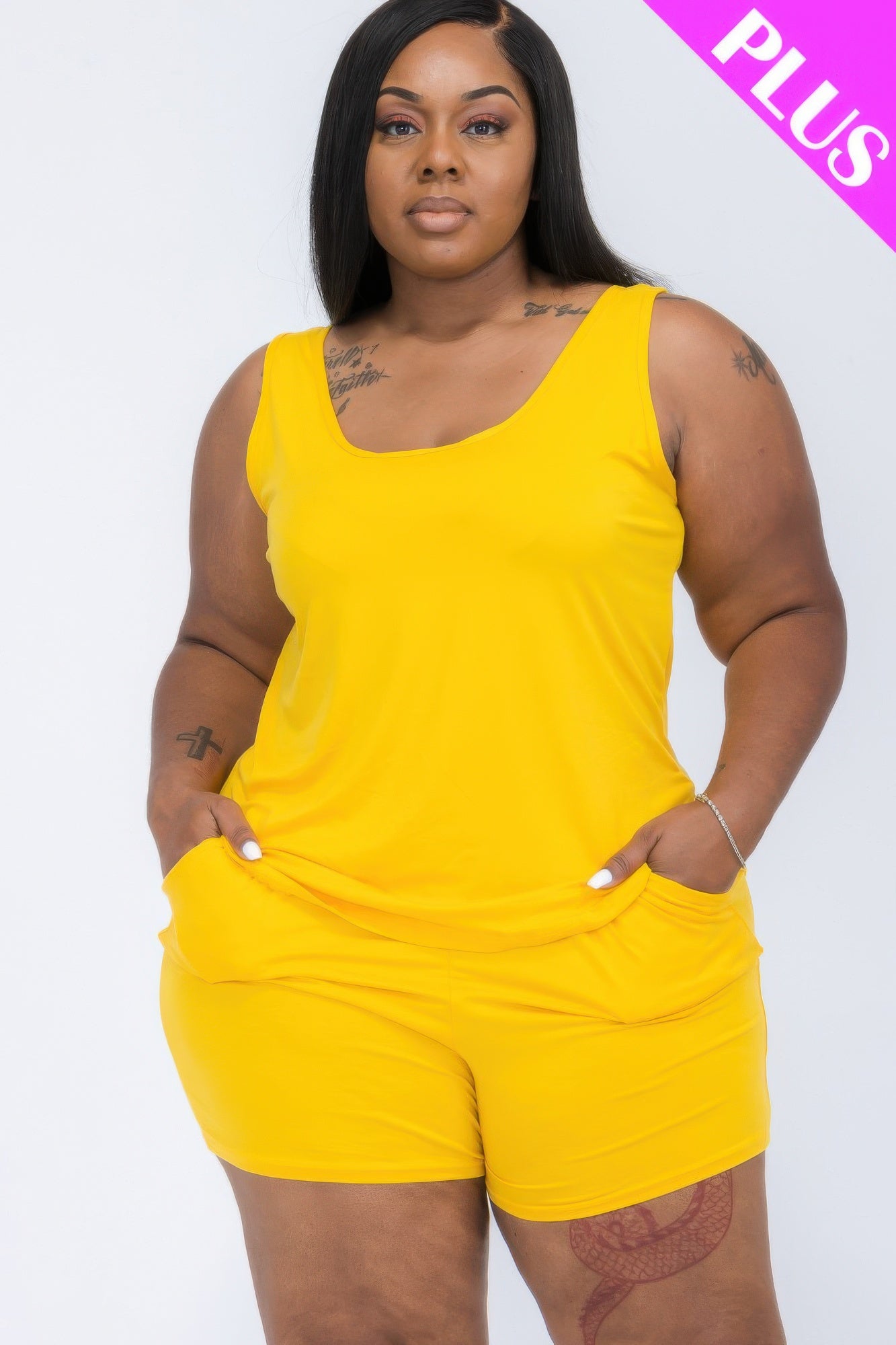 Plus Comfy Tank Top & Shorts Set - Goddess Vibes
