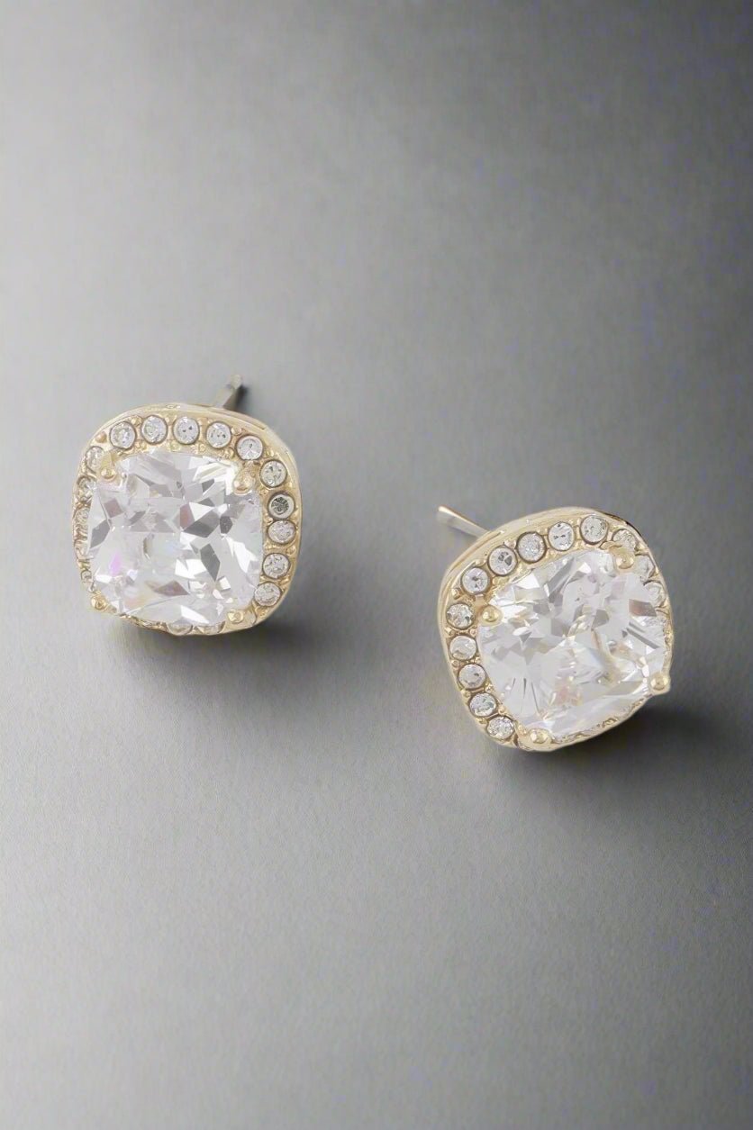 Rounded Square Rhinestone Earrings - Goddess Vibes