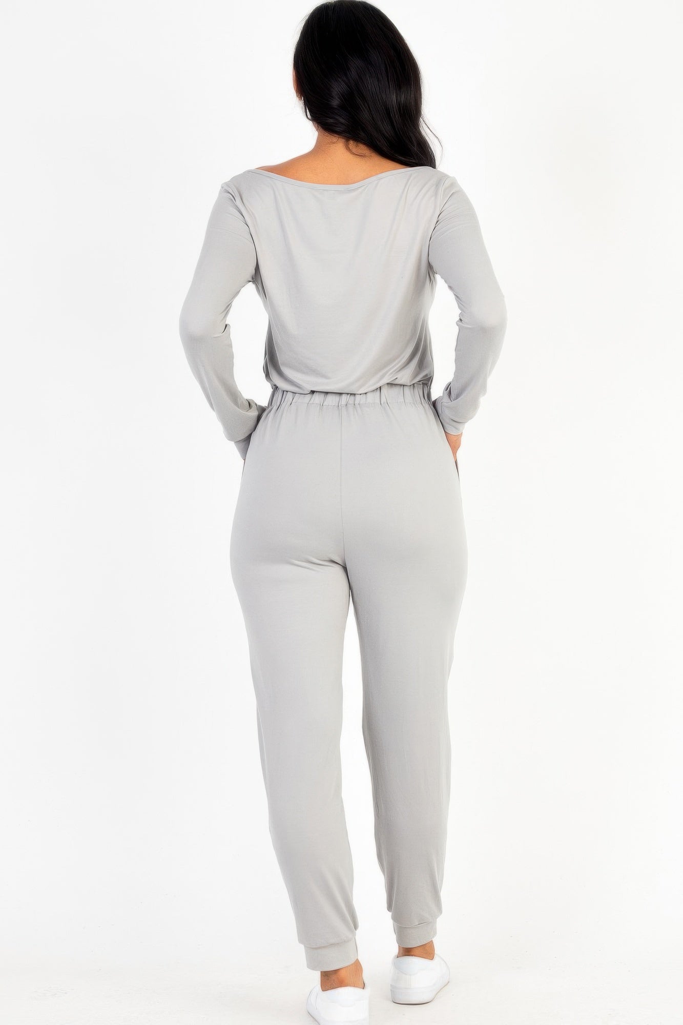 Tie Waist Long Sleeve Jumpsuit - Goddess Vibes