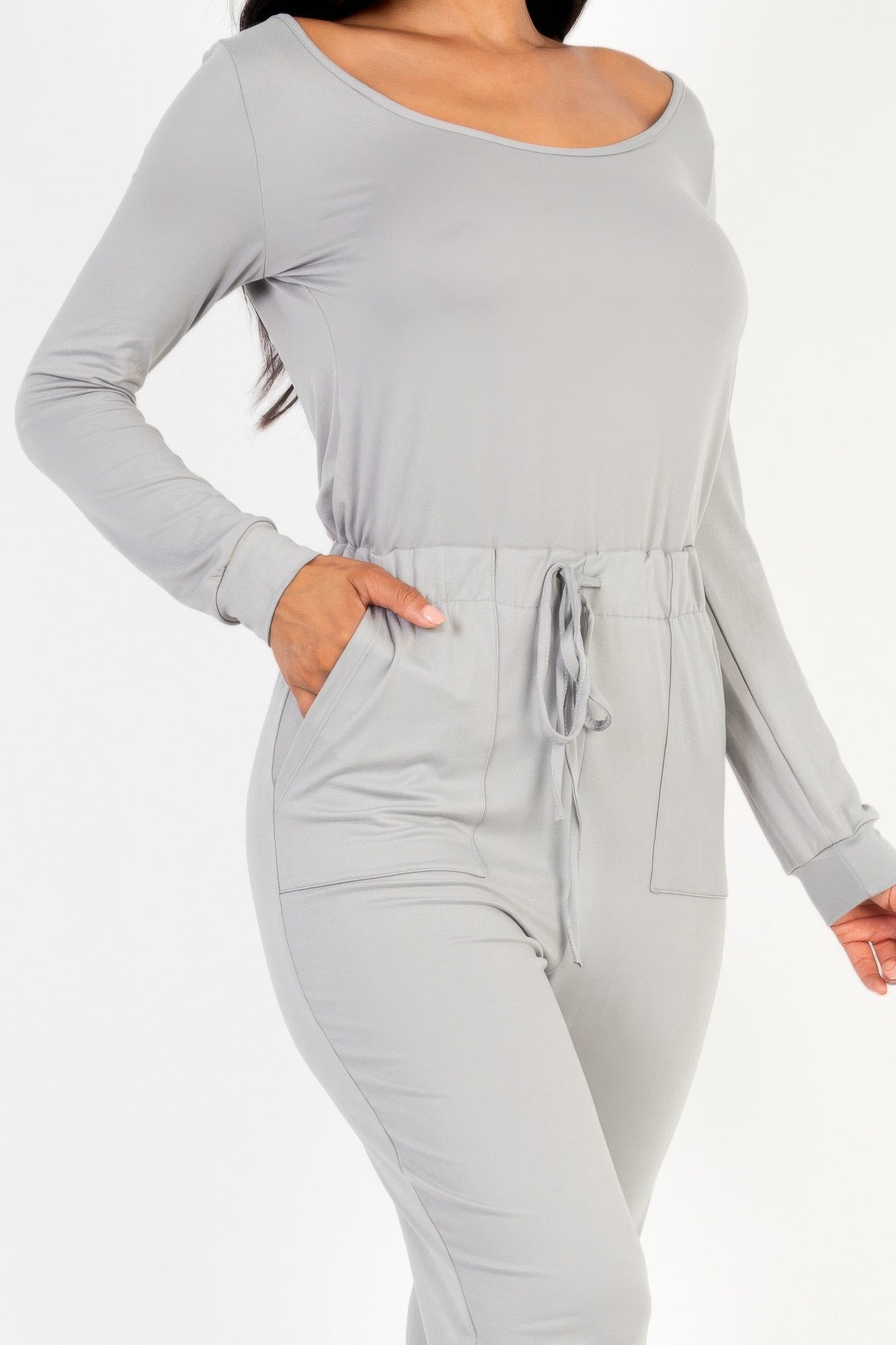 Tie Waist Long Sleeve Jumpsuit - Goddess Vibes