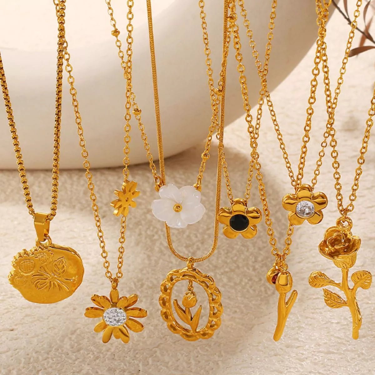 18K Gold - Plated Stainless Steel Flower Pendant Necklace - Goddess Vibes