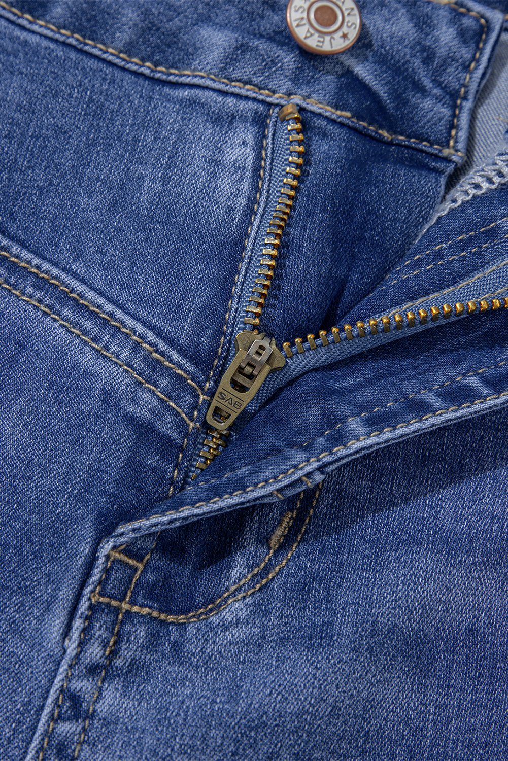 Beau Blue Tailored Center Seam Detail Straight Loose High Rise Jeans - Goddess Vibes