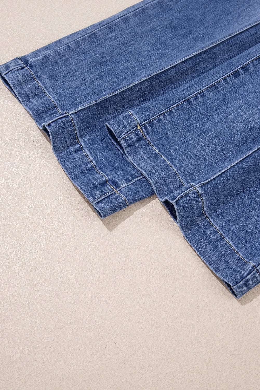Beau Blue Tailored Center Seam Detail Straight Loose High Rise Jeans - Goddess Vibes