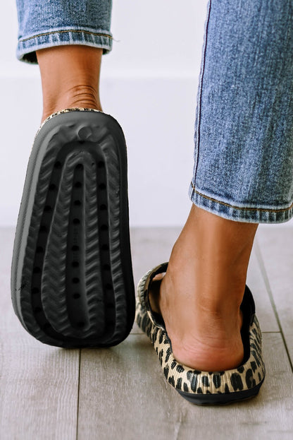Black Print Thick Sole Slip On Slippers - Goddess Vibes