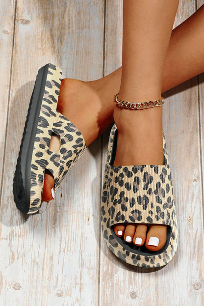 Black Print Thick Sole Slip On Slippers - Goddess Vibes