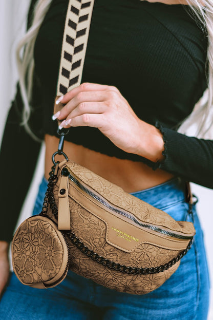 Camel Colorblock Strap Chain Shoulder Bag With Coin Purse - Goddess Vibes