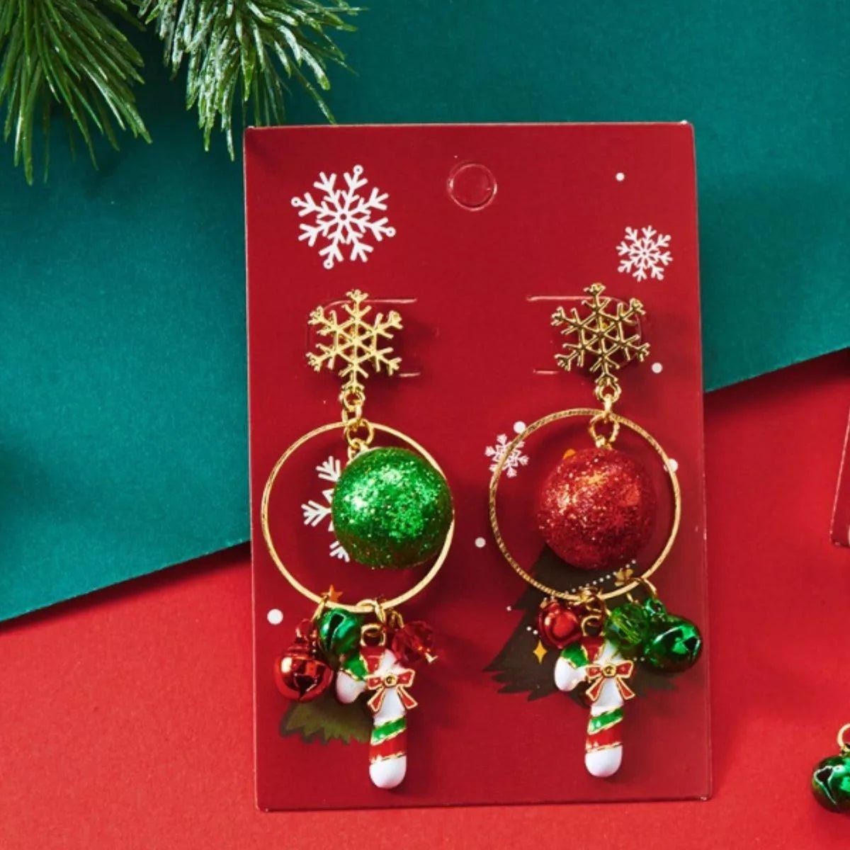 Christmas Snowflake Dangle Earrings with Colorful Beads - Goddess Vibes