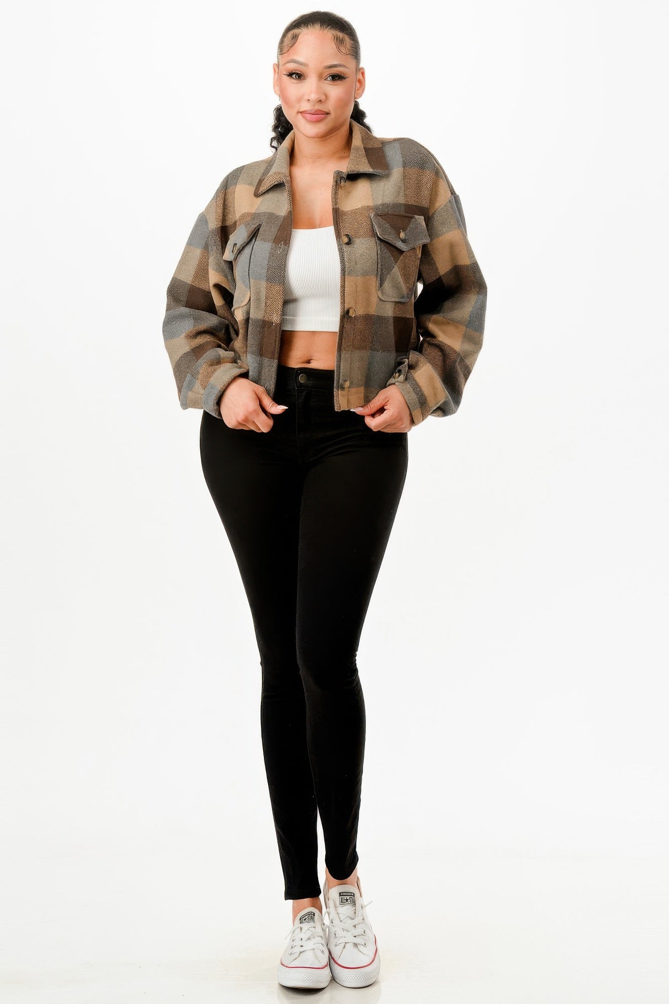 Cropped Flannel Jacket - Goddess Vibes