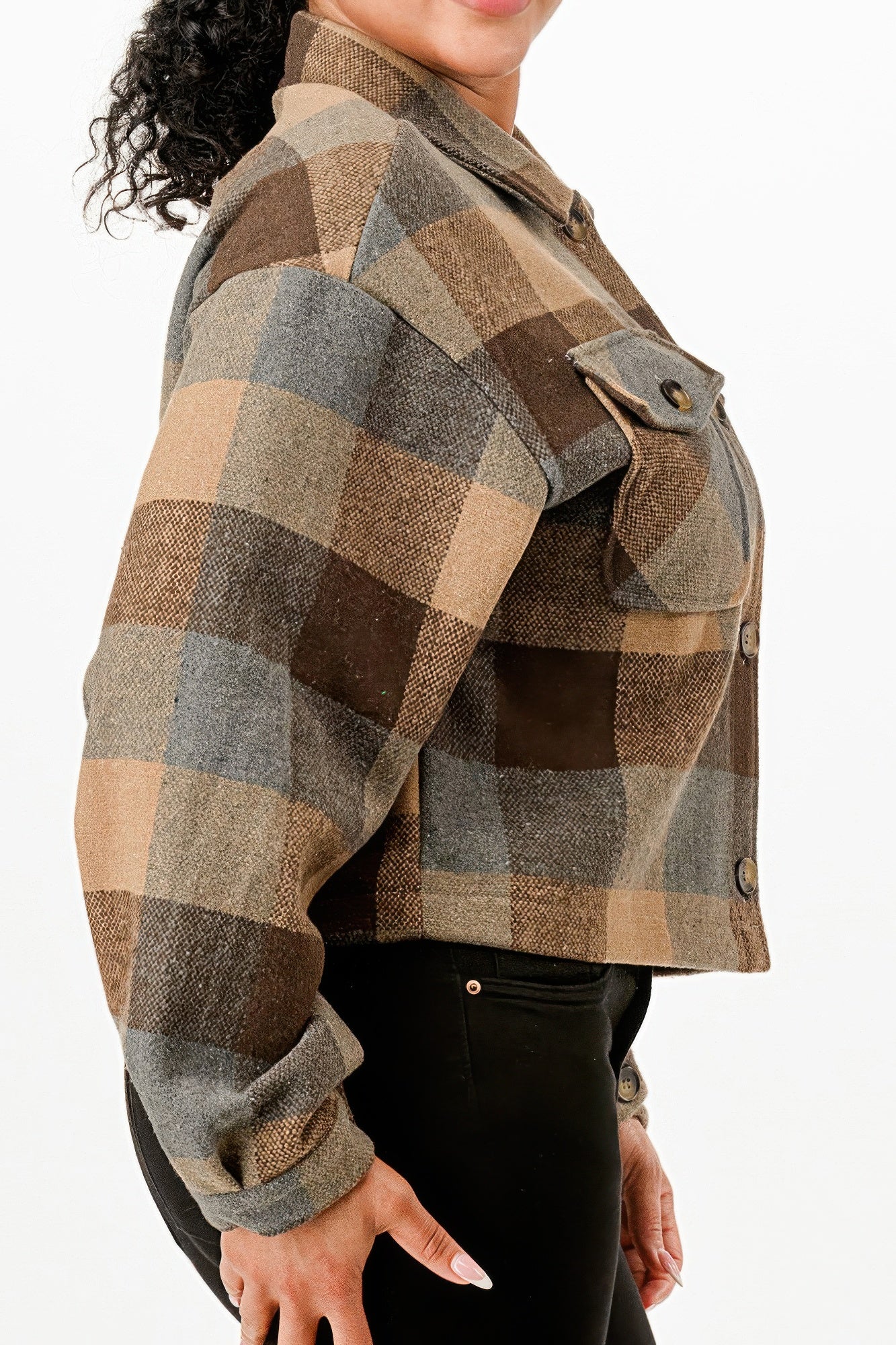 Cropped Flannel Jacket - Goddess Vibes
