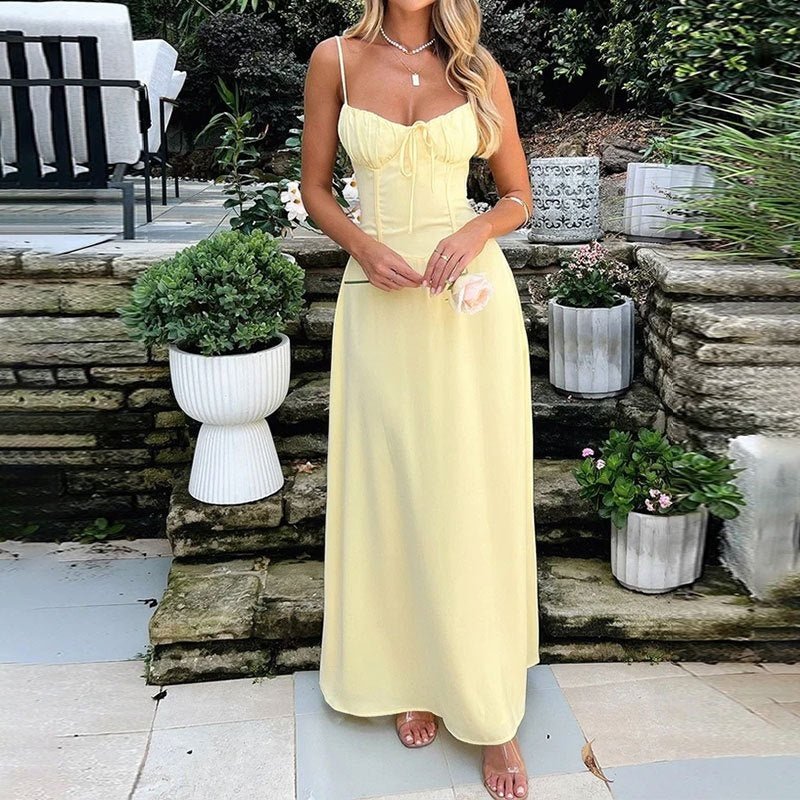Cross - border Women's Clothing Elegant Lace - up Backless A - Line Dress - Goddess Vibes