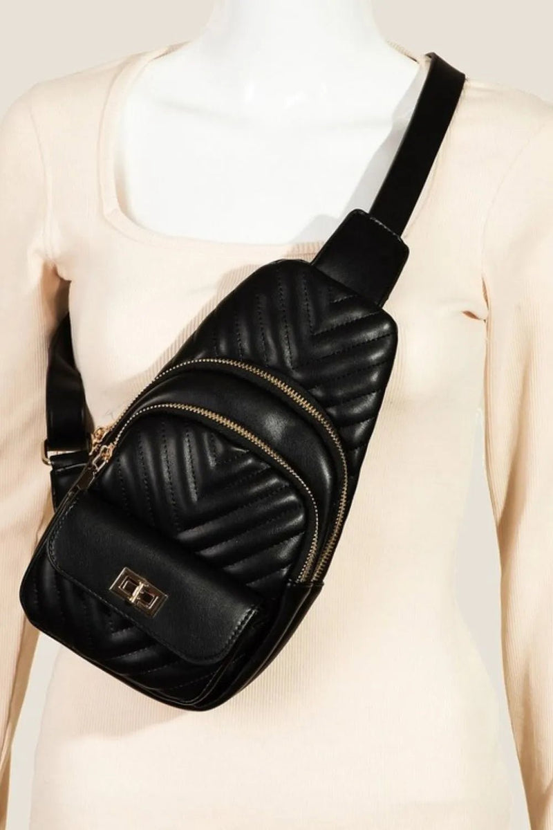 Fame Faux Leather Cushioned Sling Bag - Goddess Vibes