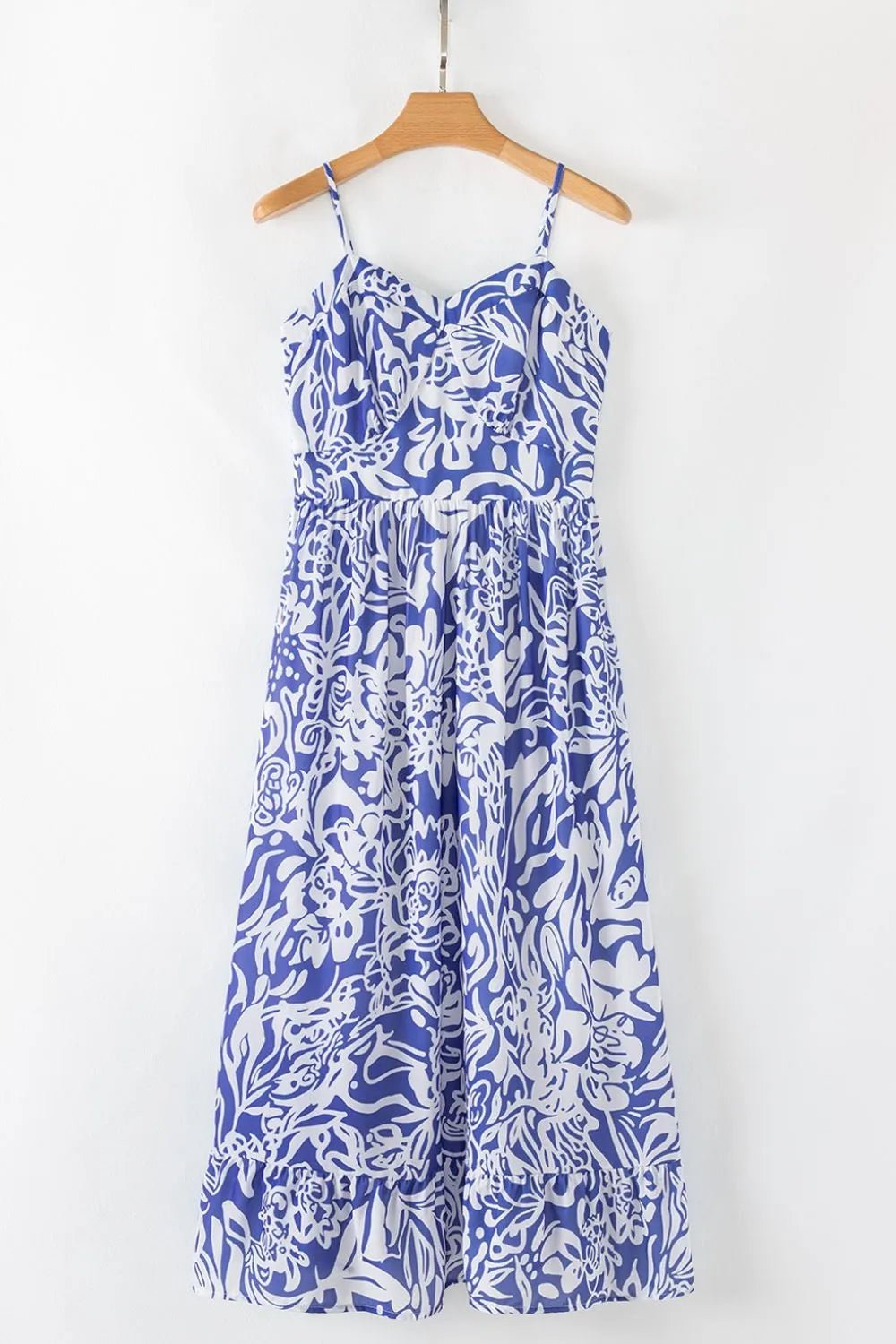 Floral Print Spaghetti Strap High Waist Dress - Goddess Vibes