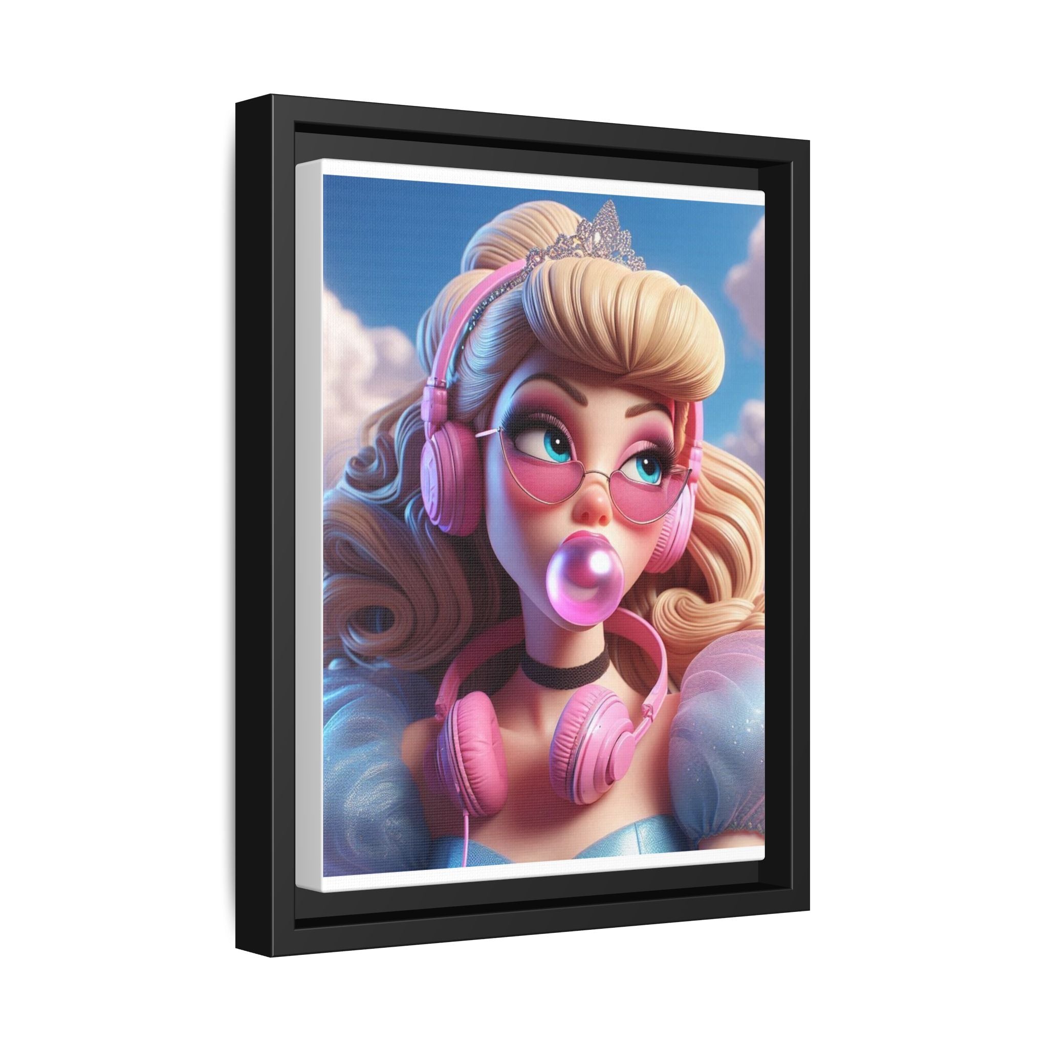Framed Matte Canvas Art Print - Pop Princess Wall Décor, Vintage Style Artwork - Goddess Vibes