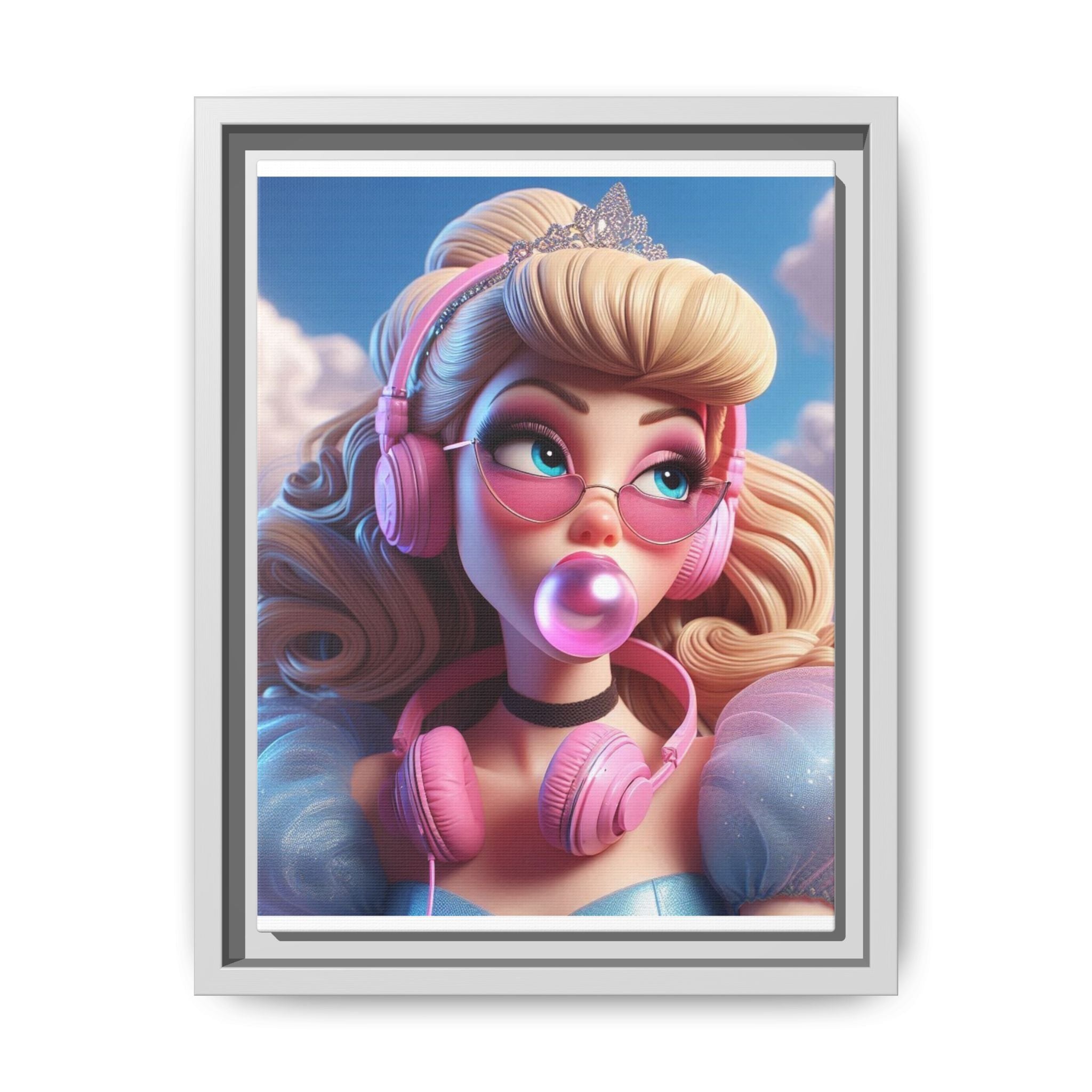 Framed Matte Canvas Art Print - Pop Princess Wall Décor, Vintage Style Artwork - Goddess Vibes