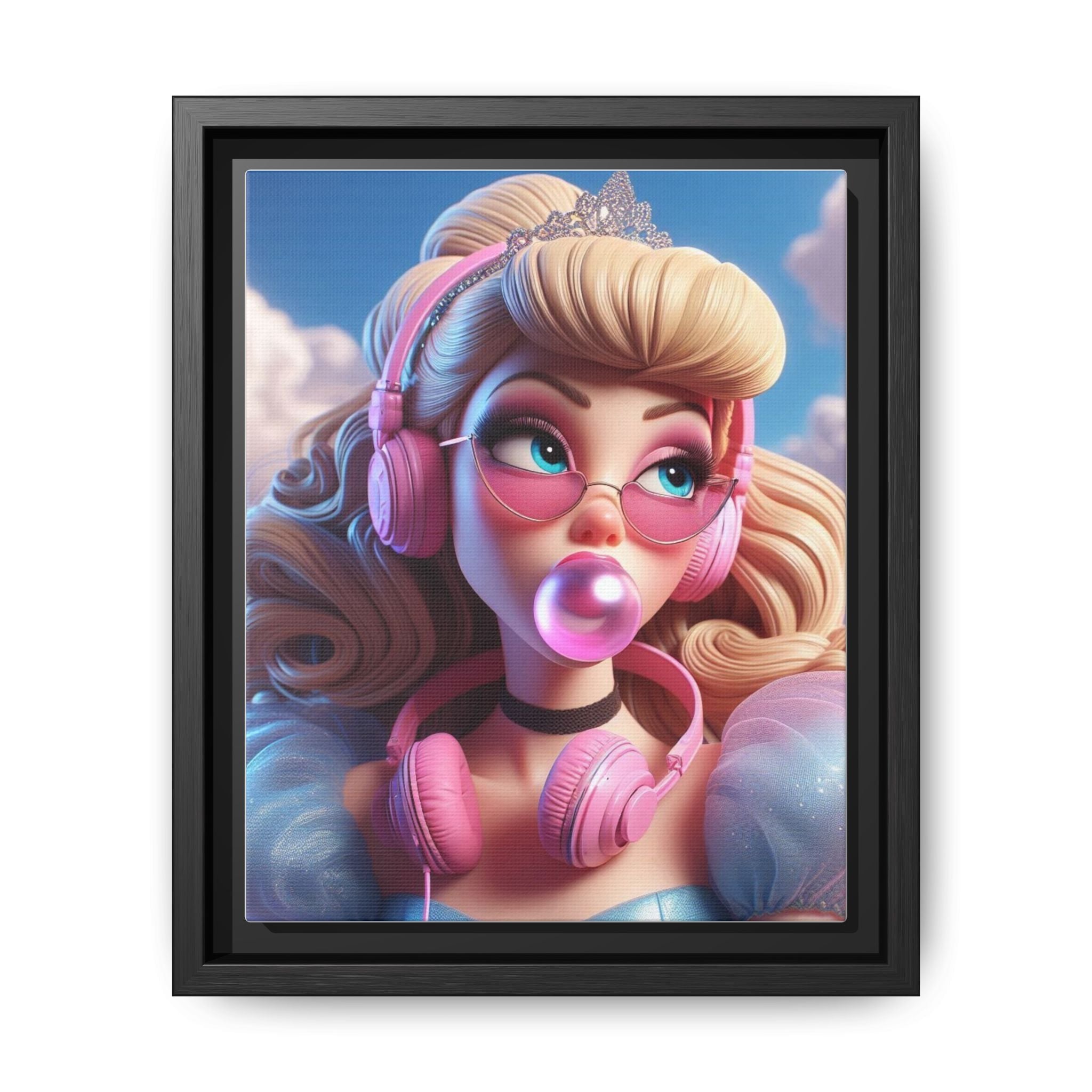 Framed Matte Canvas Art Print - Pop Princess Wall Décor, Vintage Style Artwork - Goddess Vibes