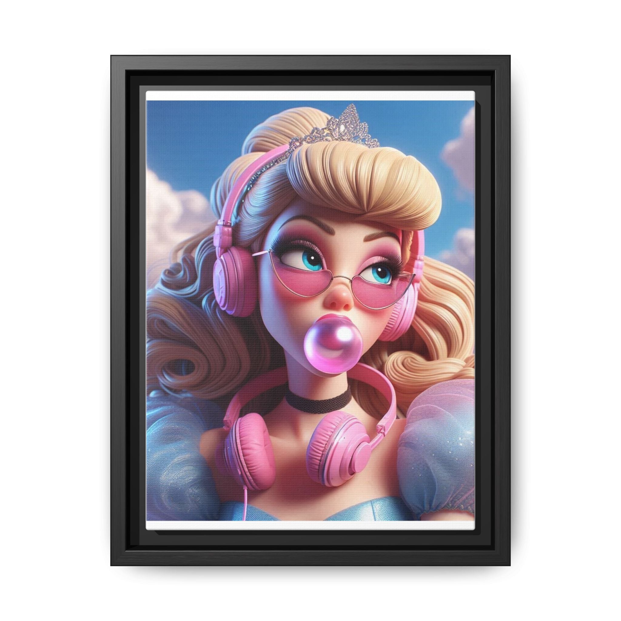 Framed Matte Canvas Art Print - Pop Princess Wall Décor, Vintage Style Artwork - Goddess Vibes