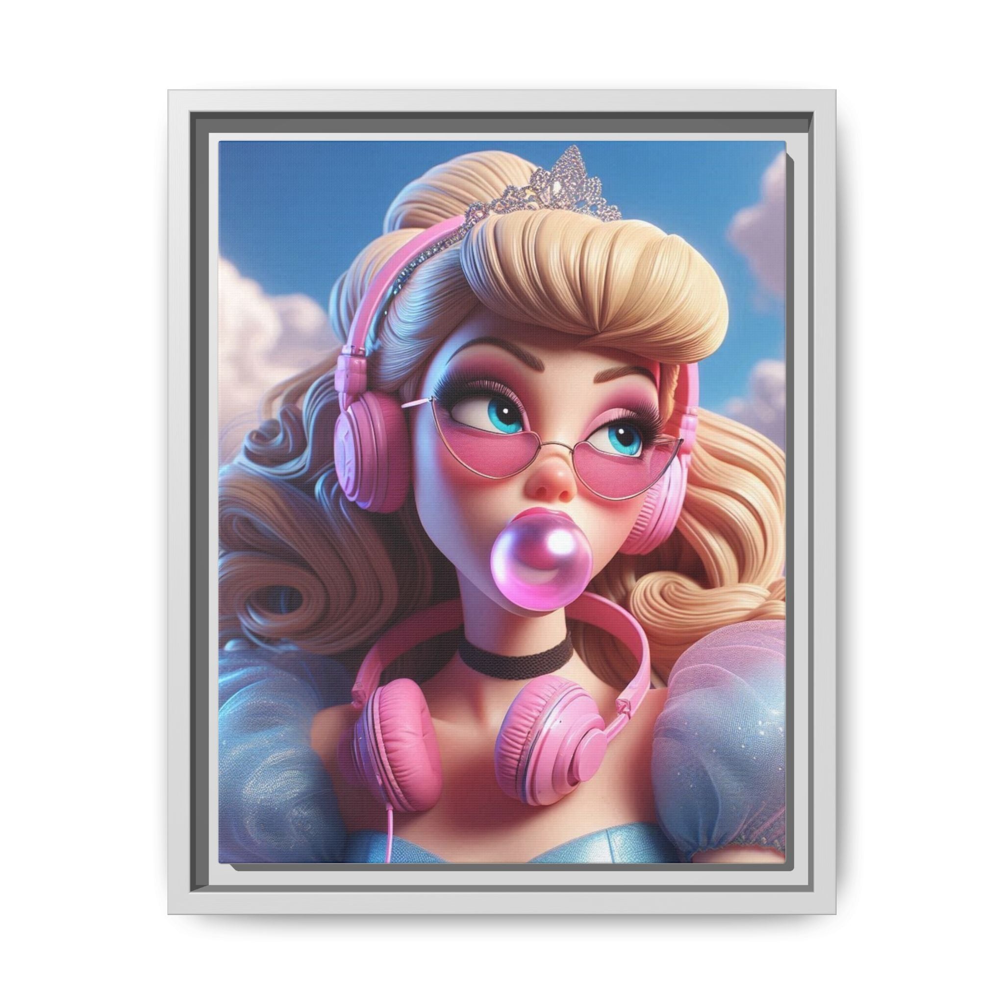 Framed Matte Canvas Art Print - Pop Princess Wall Décor, Vintage Style Artwork - Goddess Vibes