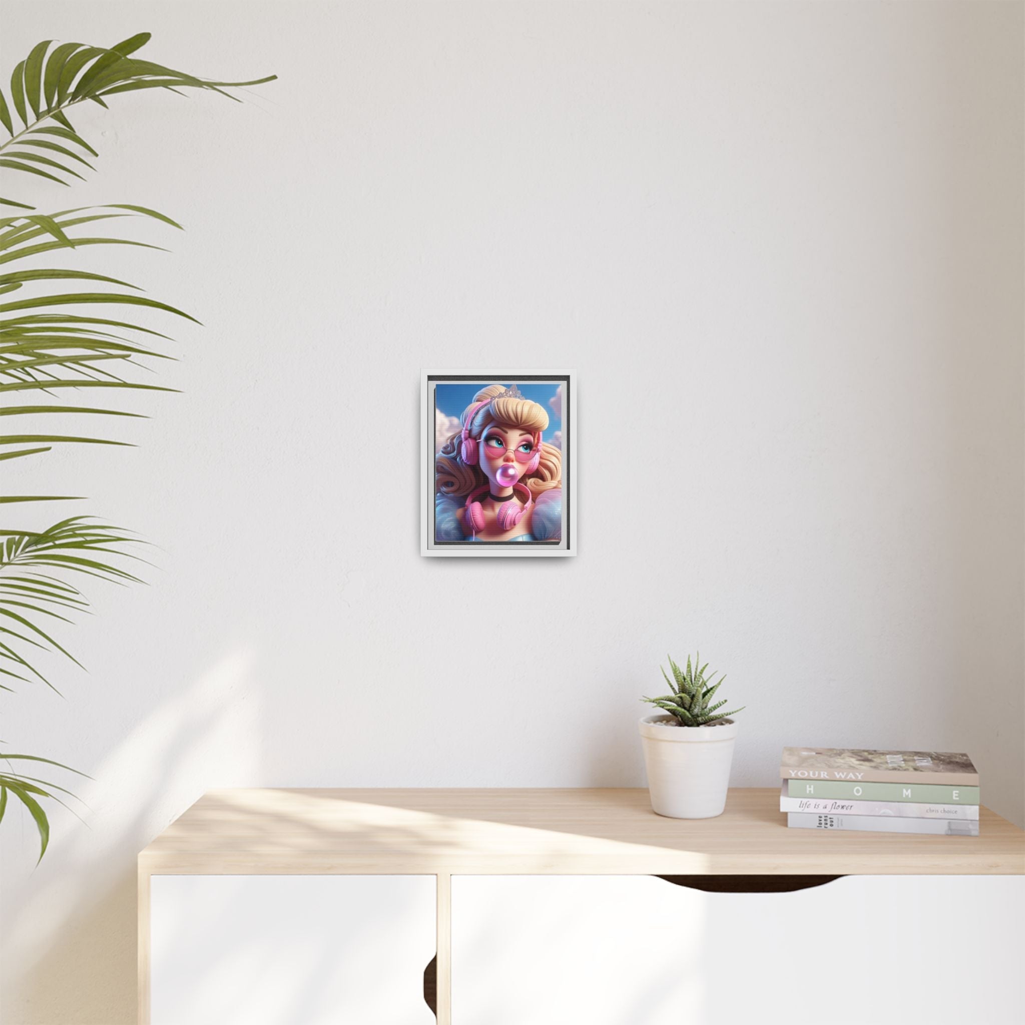 Framed Matte Canvas Art Print - Pop Princess Wall Décor, Vintage Style Artwork - Goddess Vibes