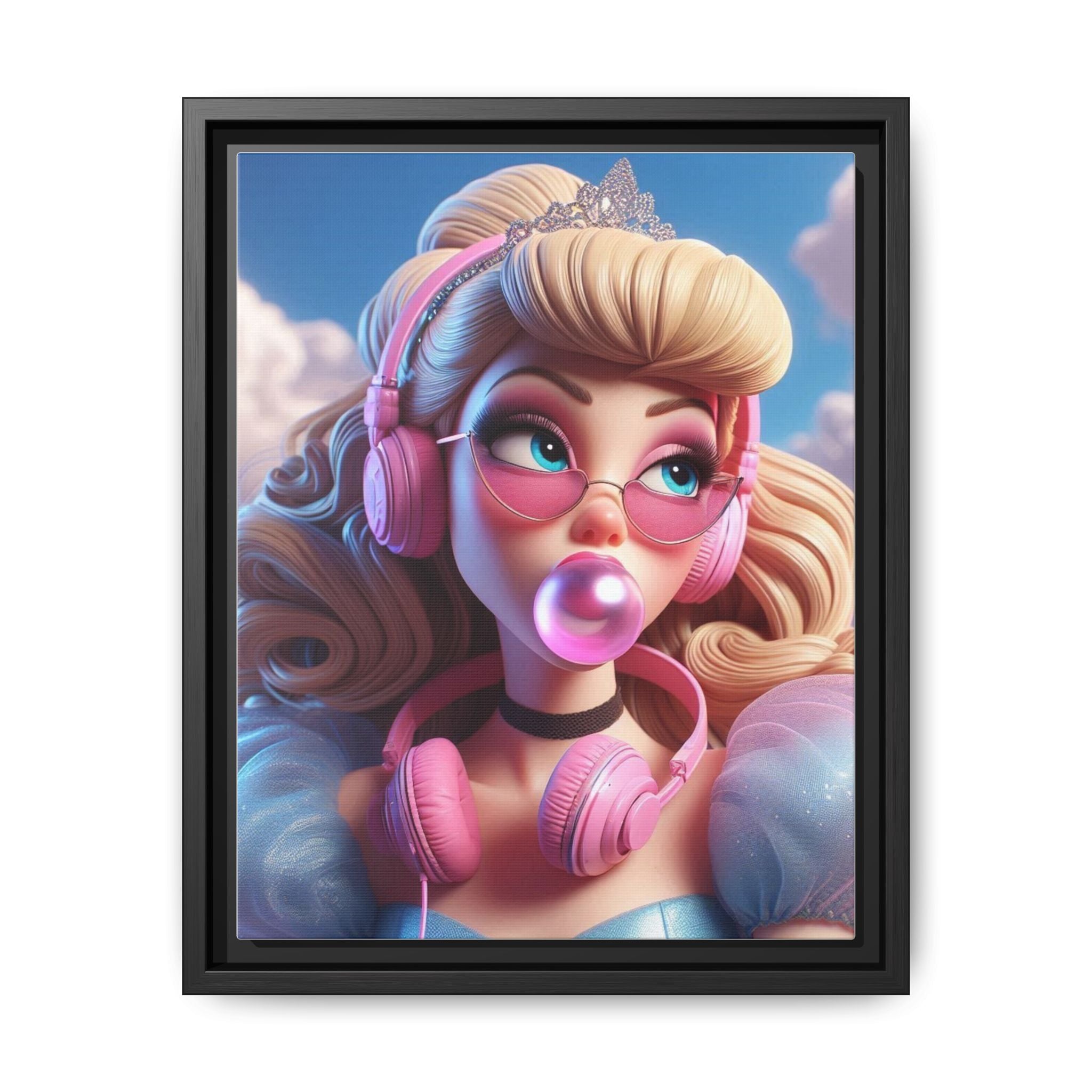 Framed Matte Canvas Art Print - Pop Princess Wall Décor, Vintage Style Artwork - Goddess Vibes