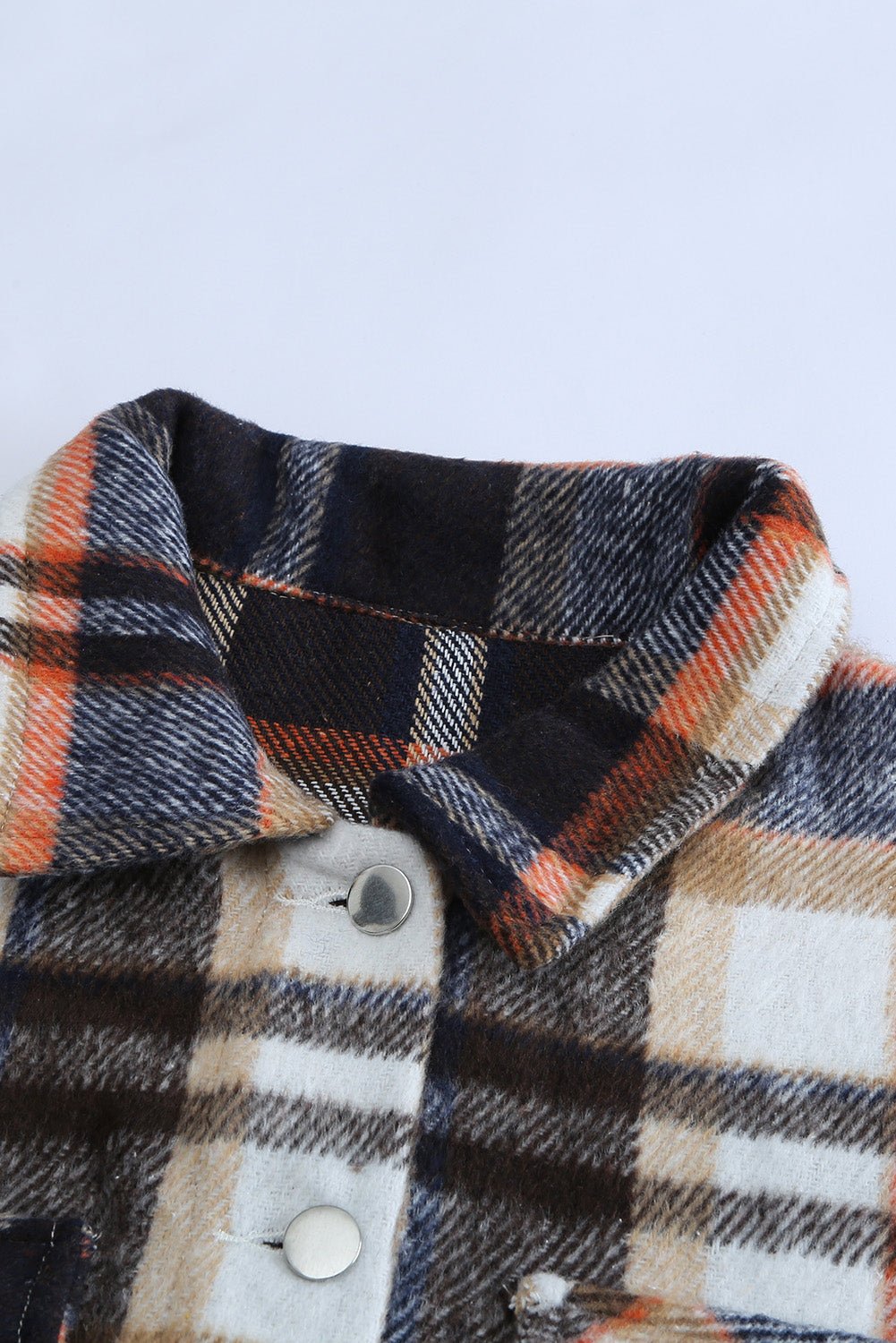 Geometric Plaid Print Pocketed Shacket - Goddess Vibes
