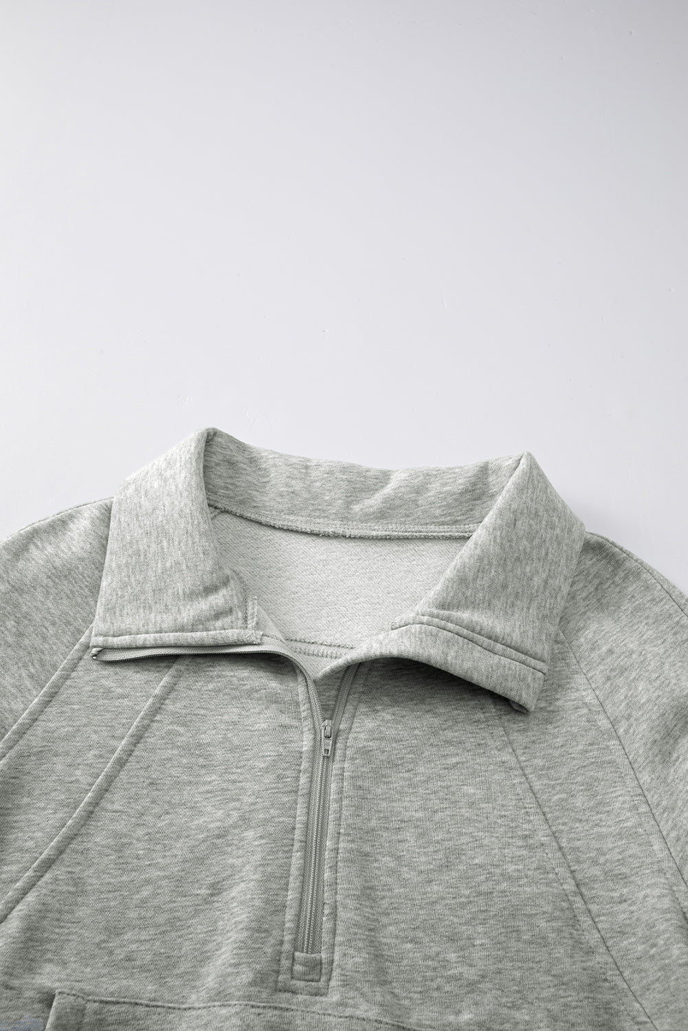 Gray Fleece Lined Zip Up Stand Collar Thumbhole Sleeve Sweatshirt - Goddess Vibes