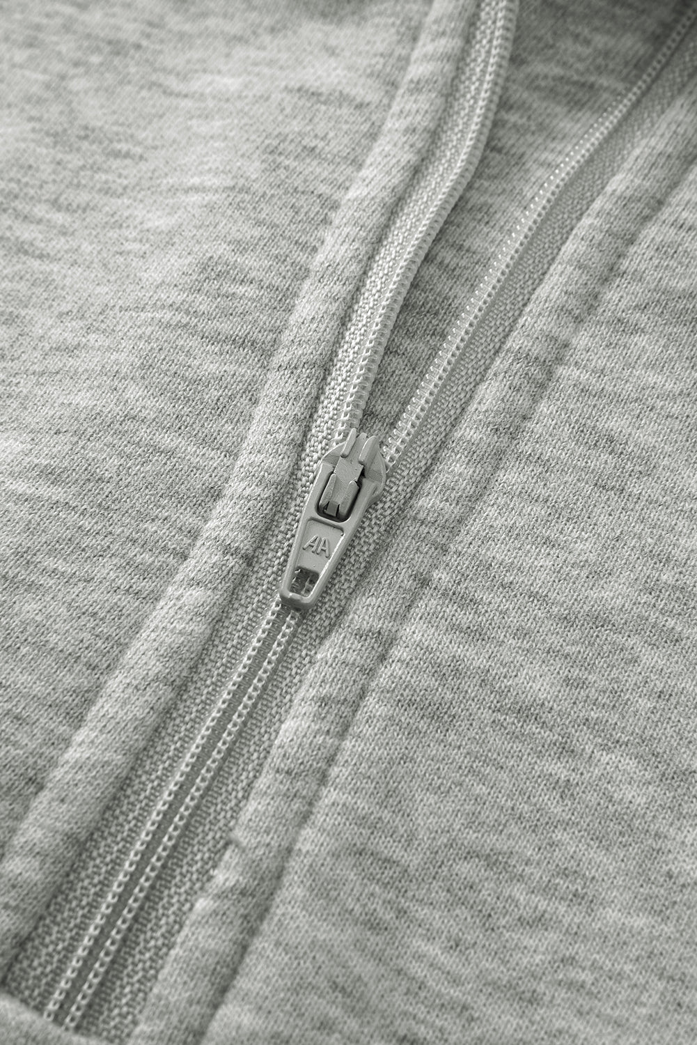 Gray Fleece Lined Zip Up Stand Collar Thumbhole Sleeve Sweatshirt - Goddess Vibes