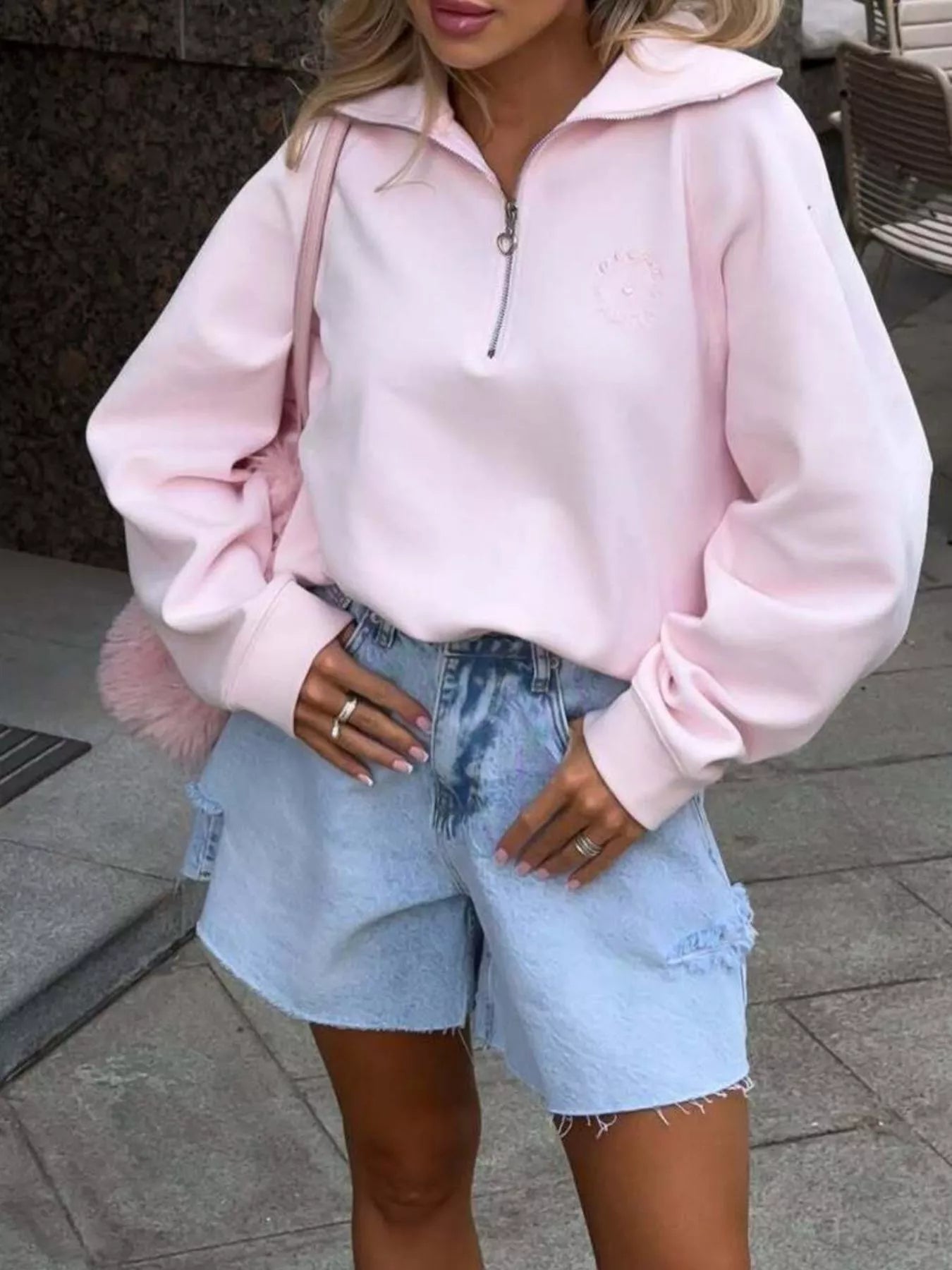 Half Zip Long Sleeve Sweatshirt - Goddess Vibes