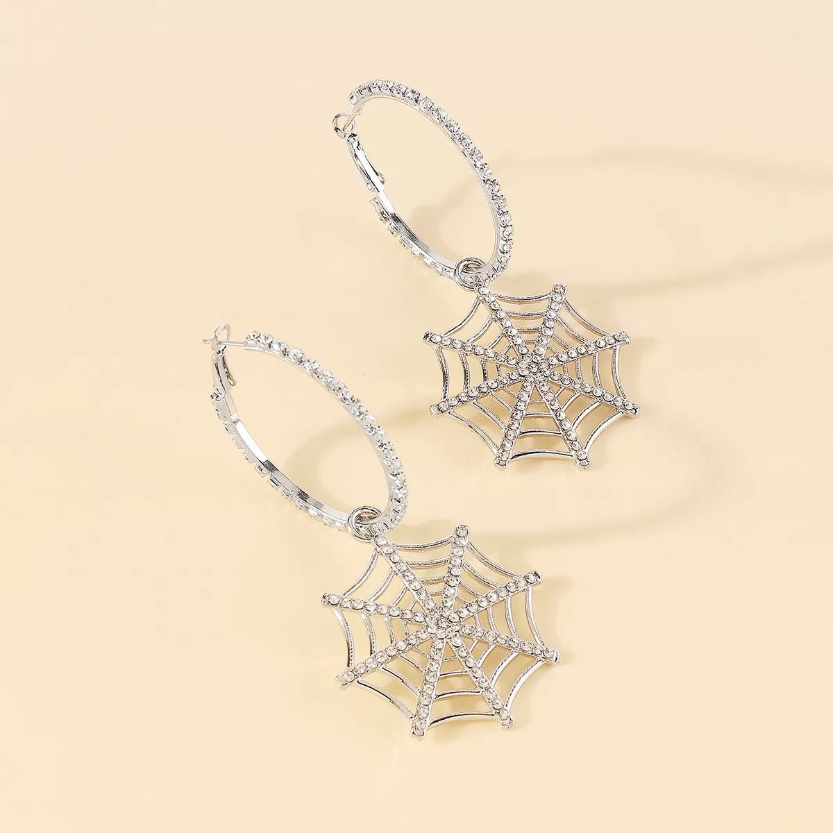 Halloween Spider Web Dangle Hoop Earrings - Goddess Vibes