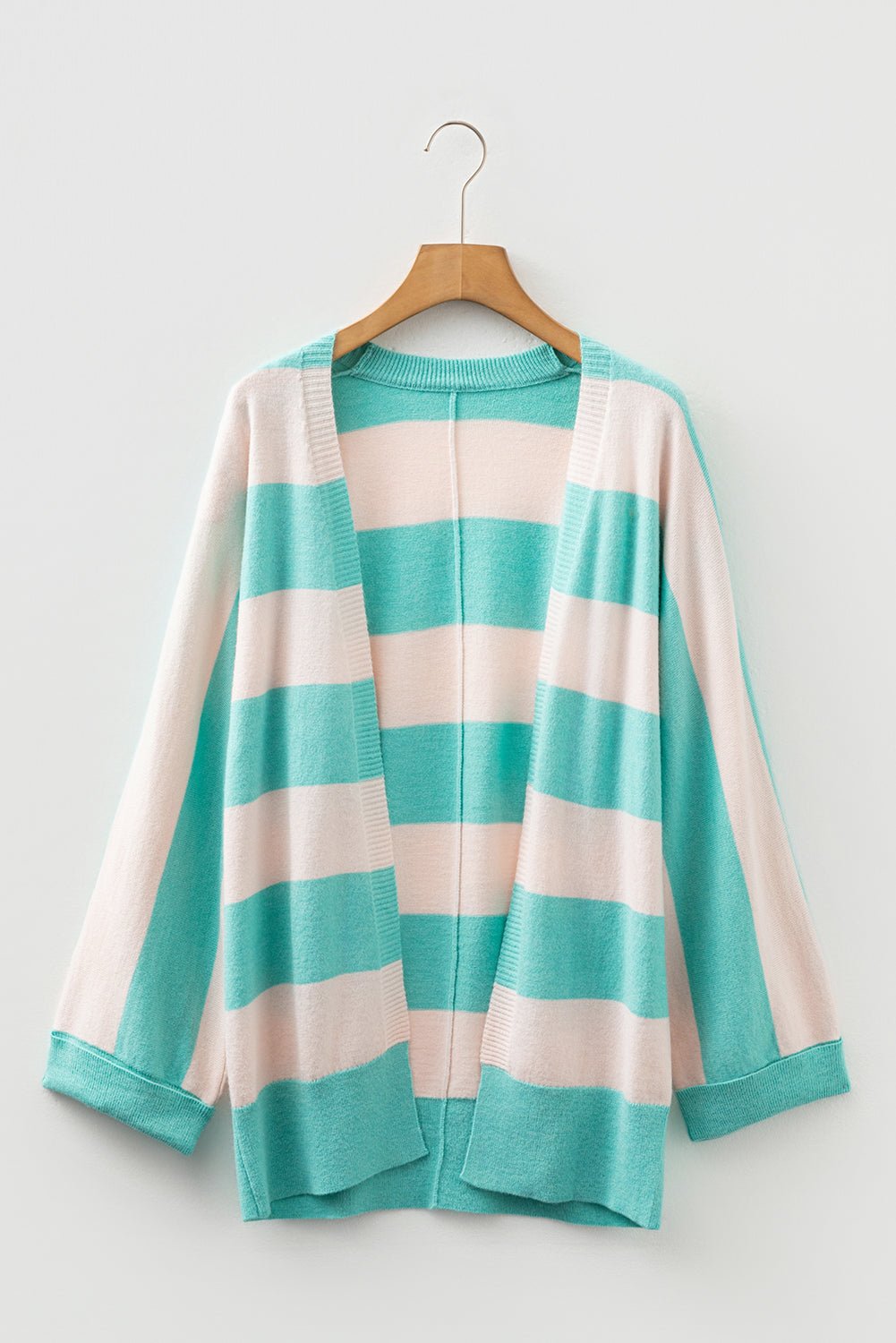 Iceland Blue Colorblock Knit Open Front Short Casual Cardigan - Goddess Vibes