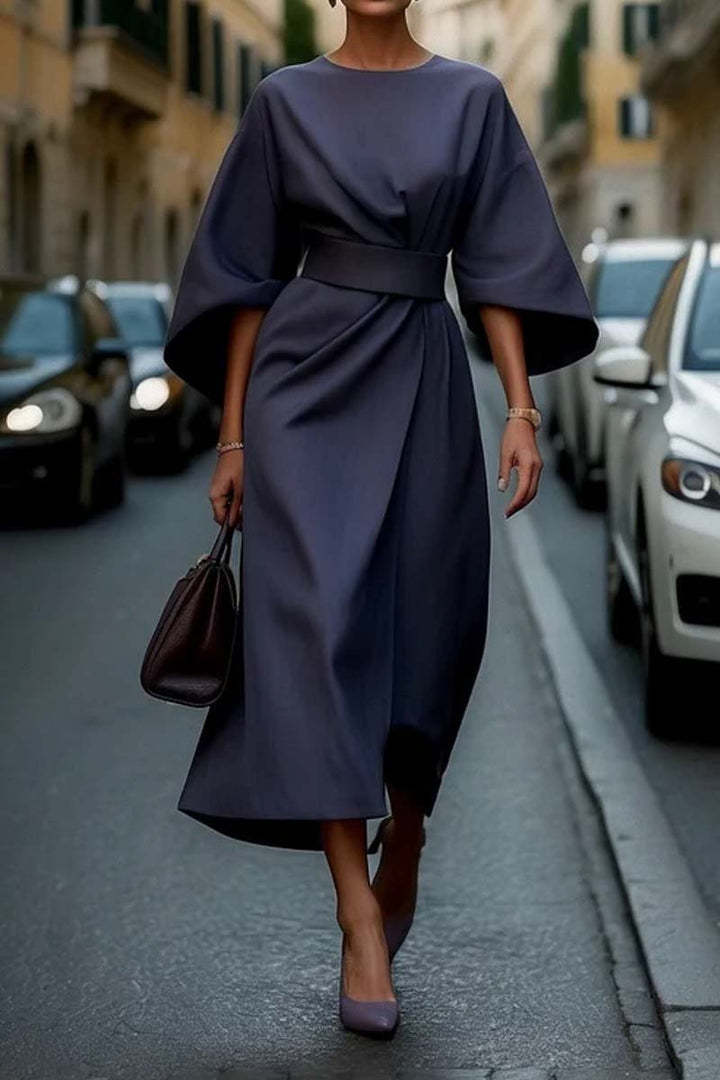 Loose Batwing Sleeve Dress Fashion Waist - tighted Solid Color Elegant Dresses For Women Clothing - Goddess Vibes