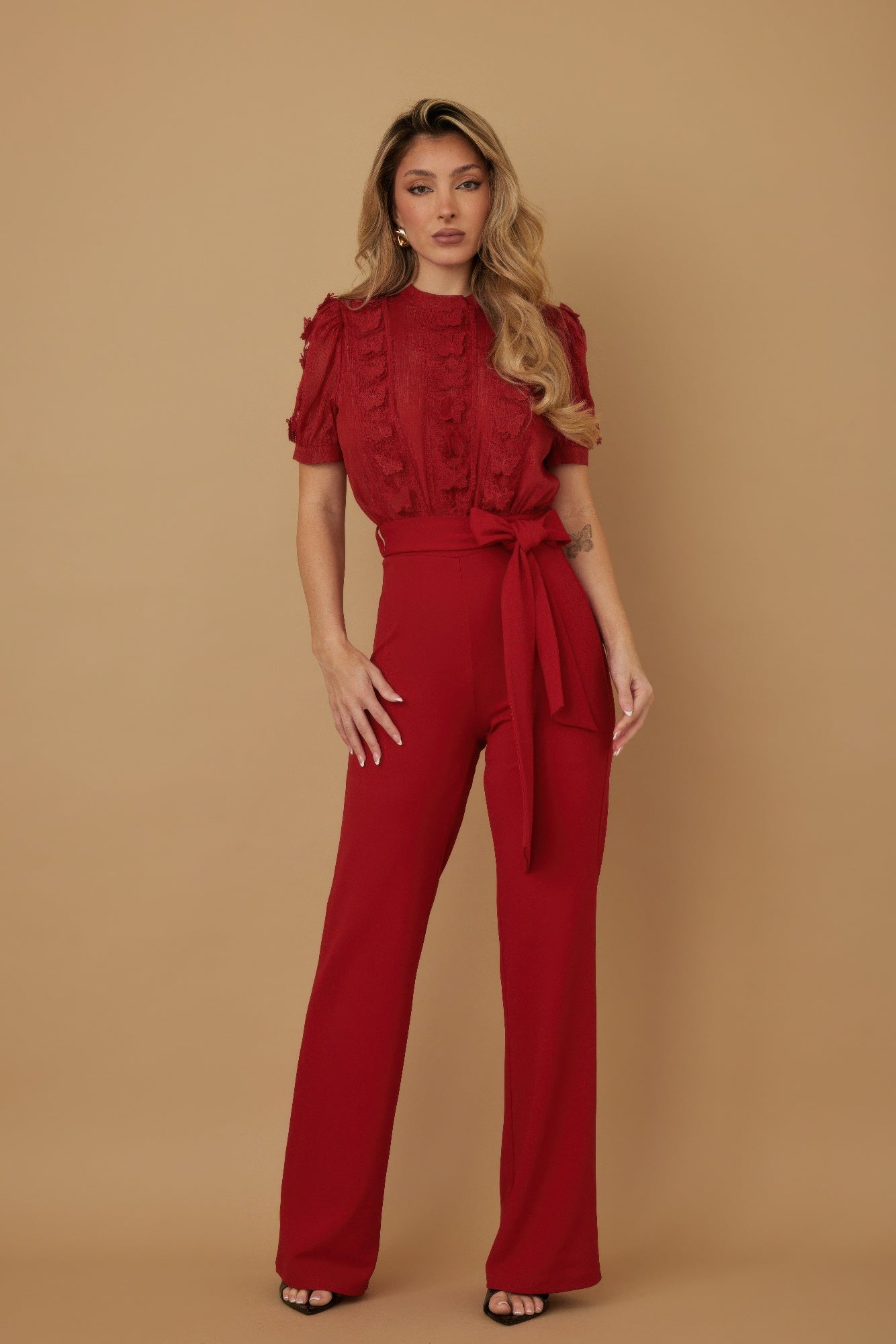 Multi Butterfly Sheer Pattern Jumpsuit - Goddess Vibes