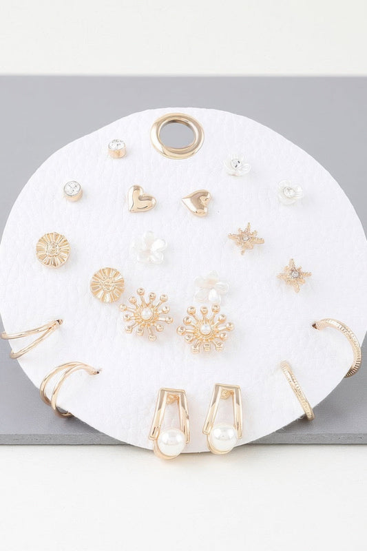 Multi Charms Stud Earrings Set - Goddess Vibes