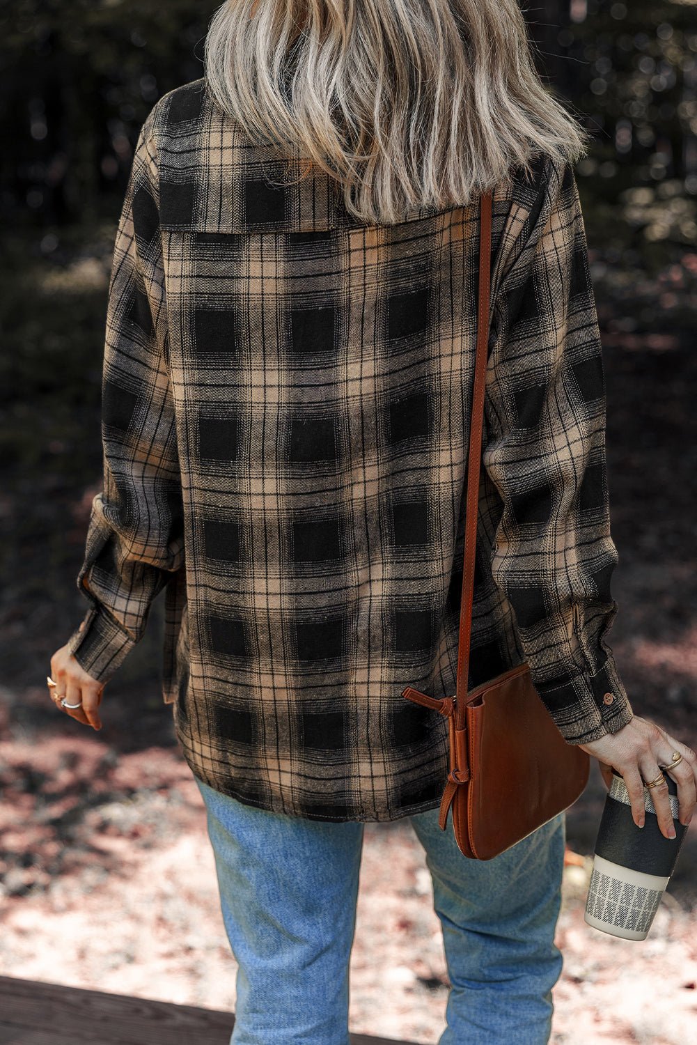 Multicolour Retro Plaid Double Flap Pocket Brushed Shacket - Goddess Vibes