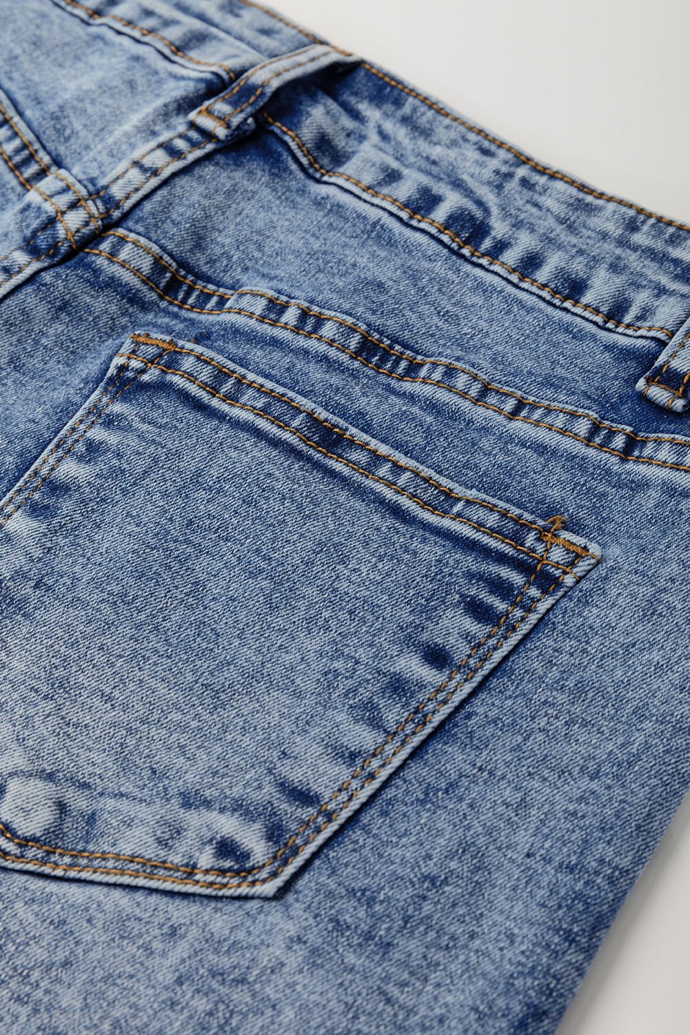 Myosotis Center Seam Cuffed Hem Straight High Waist Jeans - Goddess Vibes