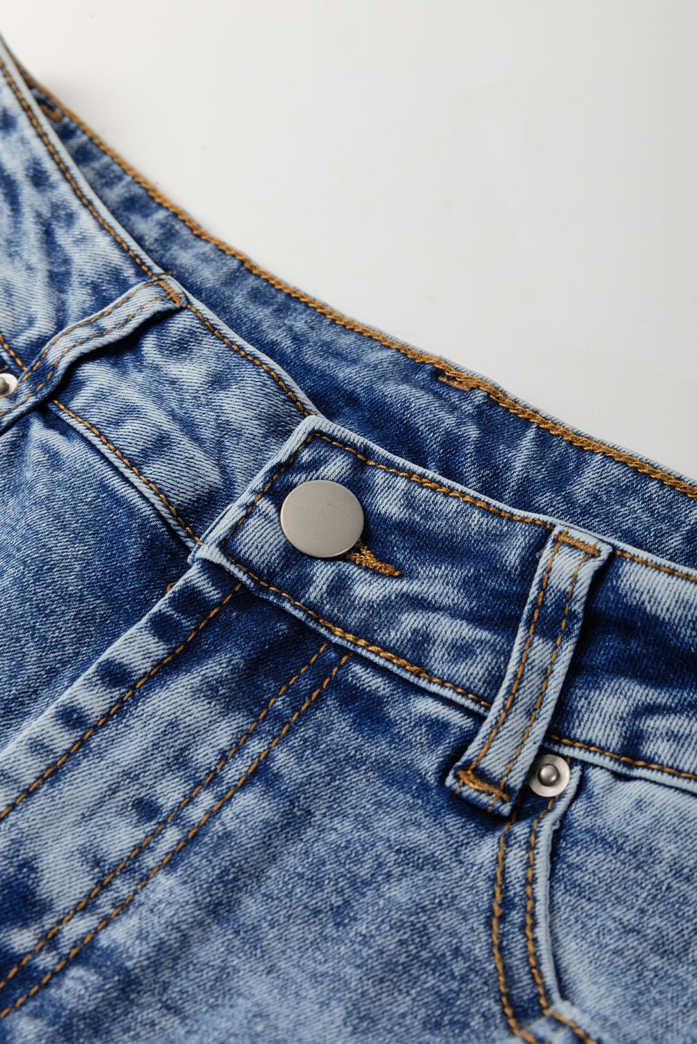 Myosotis Center Seam Cuffed Hem Straight High Waist Jeans - Goddess Vibes