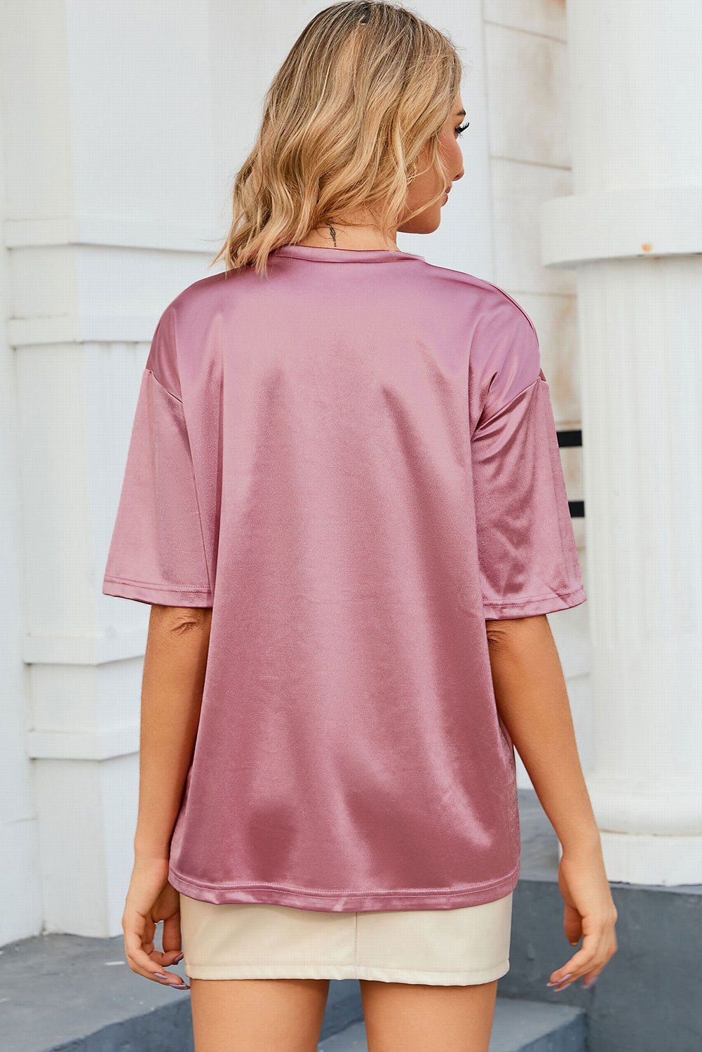 Pink Chest Pocket Loose Fit T Shirt - Goddess Vibes