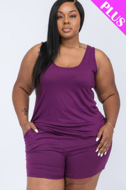 Plus Comfy Tank Top & Shorts Set - Goddess Vibes