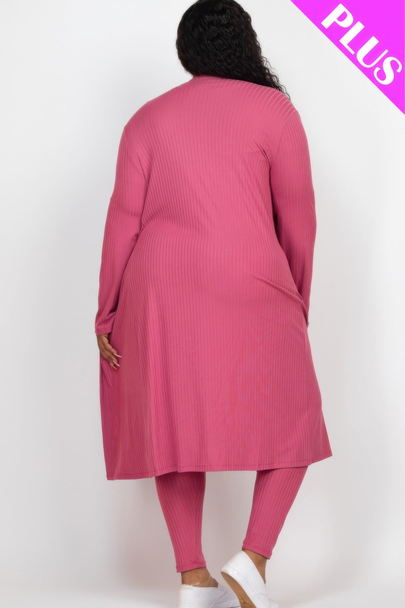 Plus Size Ribbed Long Cardigan & Leggings Set - Goddess Vibes