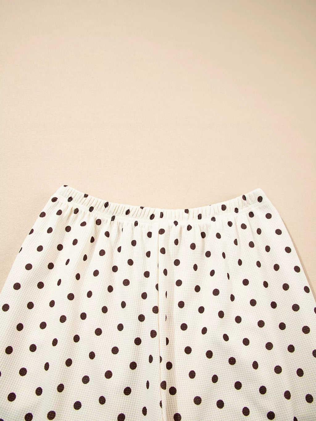 Polka Dot Notched Long Sleeve Top and Drawstring Joggers Lounge Set - Goddess Vibes
