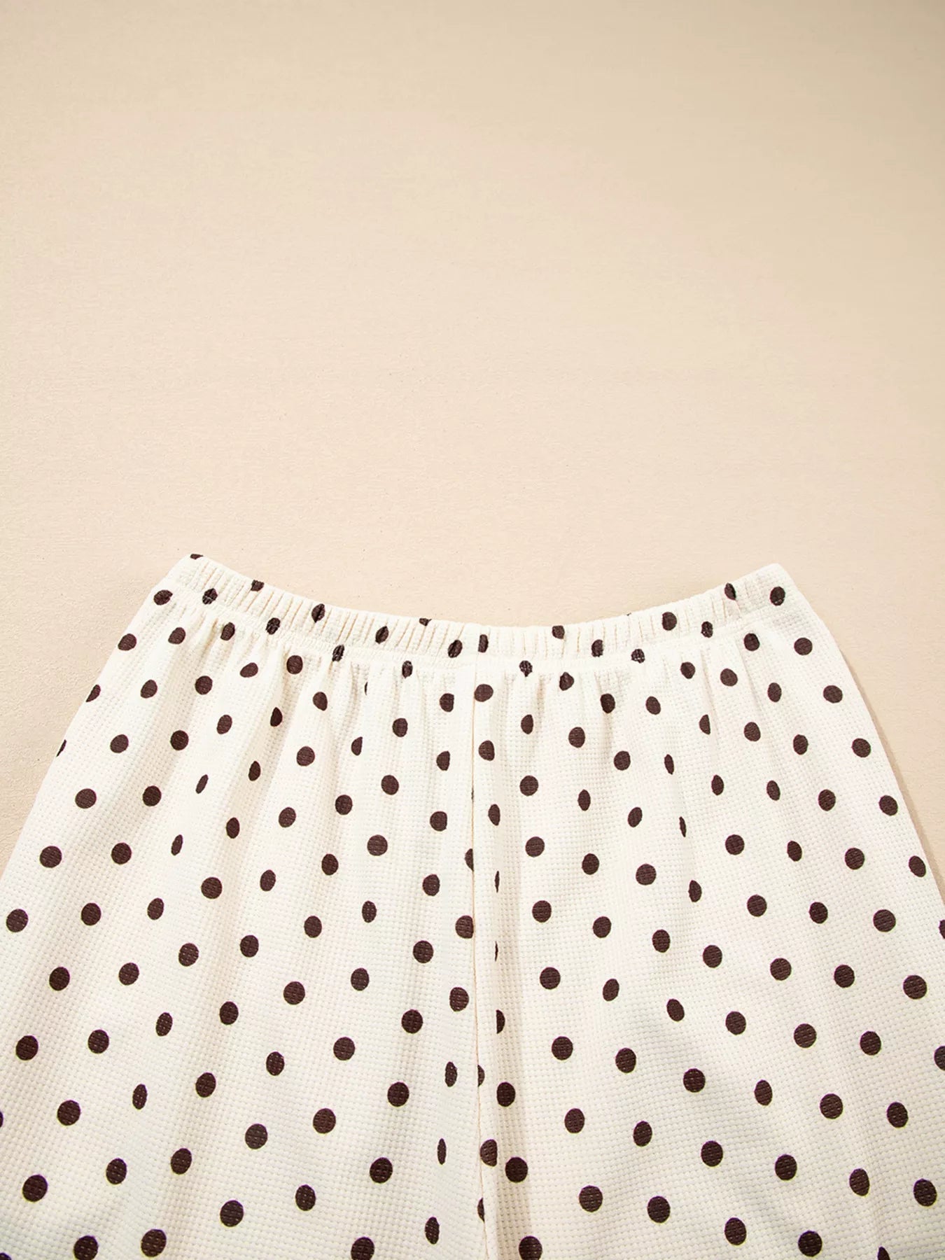 Polka Dot Notched Long Sleeve Top and Drawstring Joggers Lounge Set - Goddess Vibes