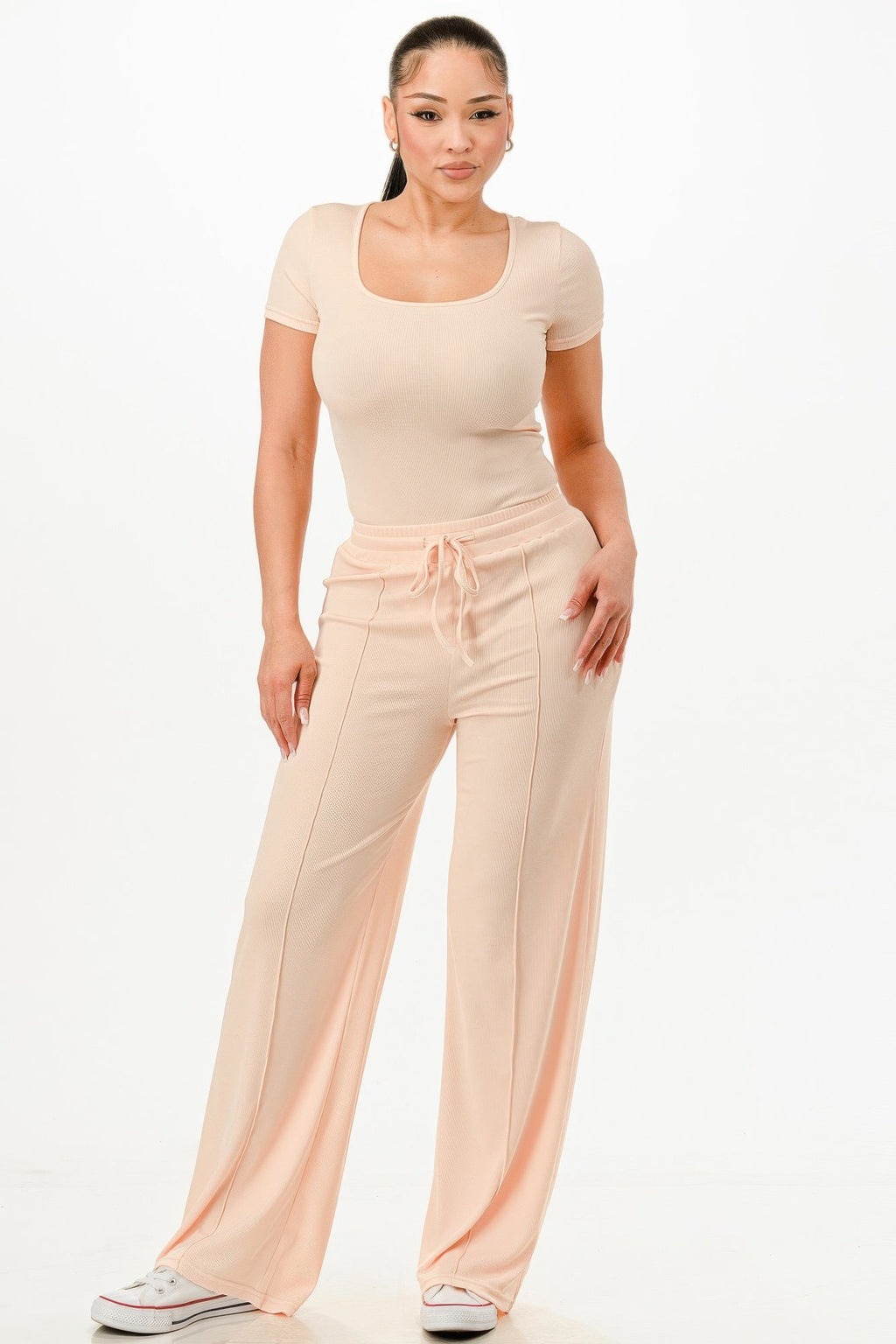 Ribbed Bodysuit And Pants Set - Goddess Vibes