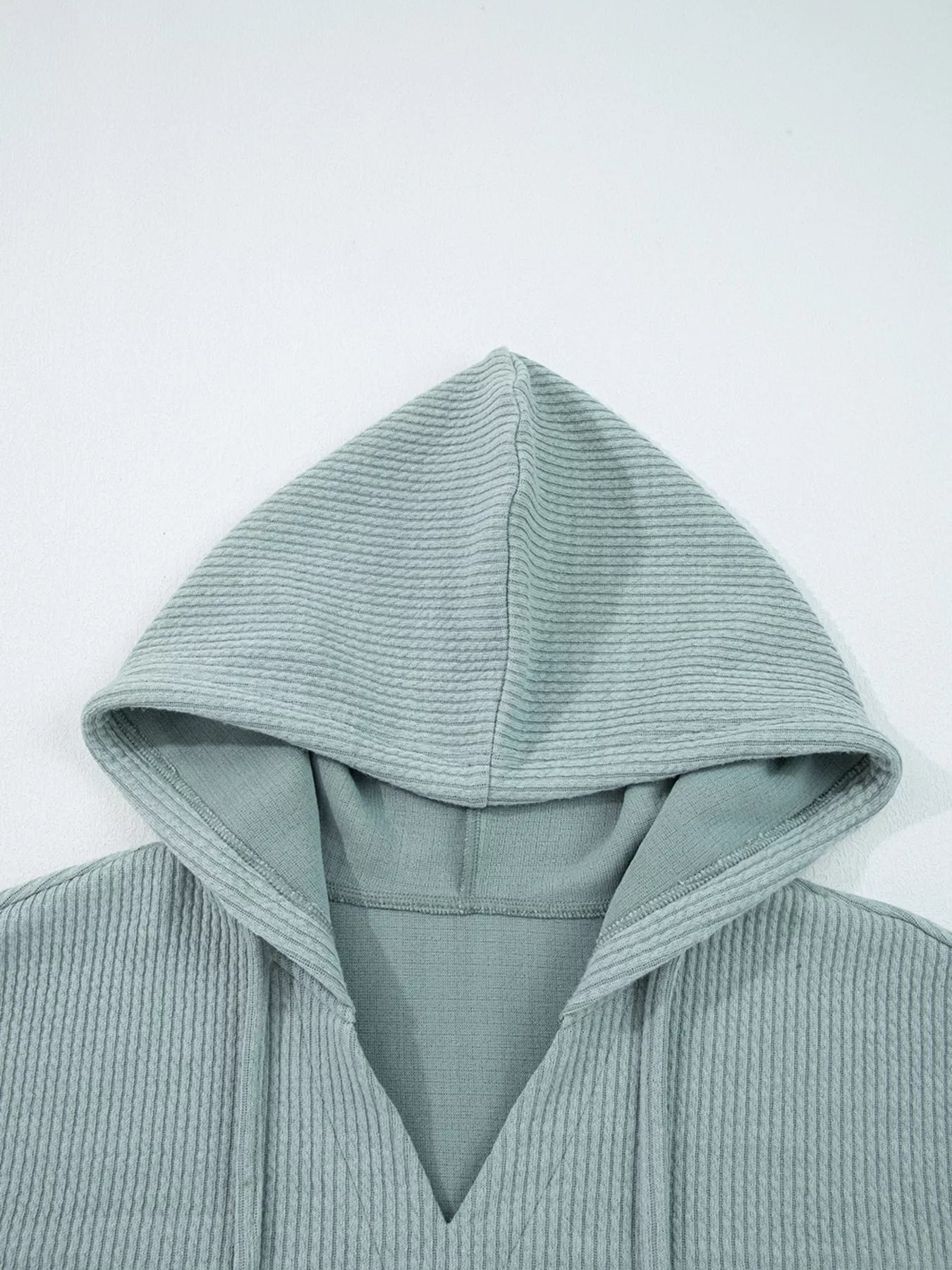 Ribbed Drop Shoulder Knit Hoodie - Goddess Vibes