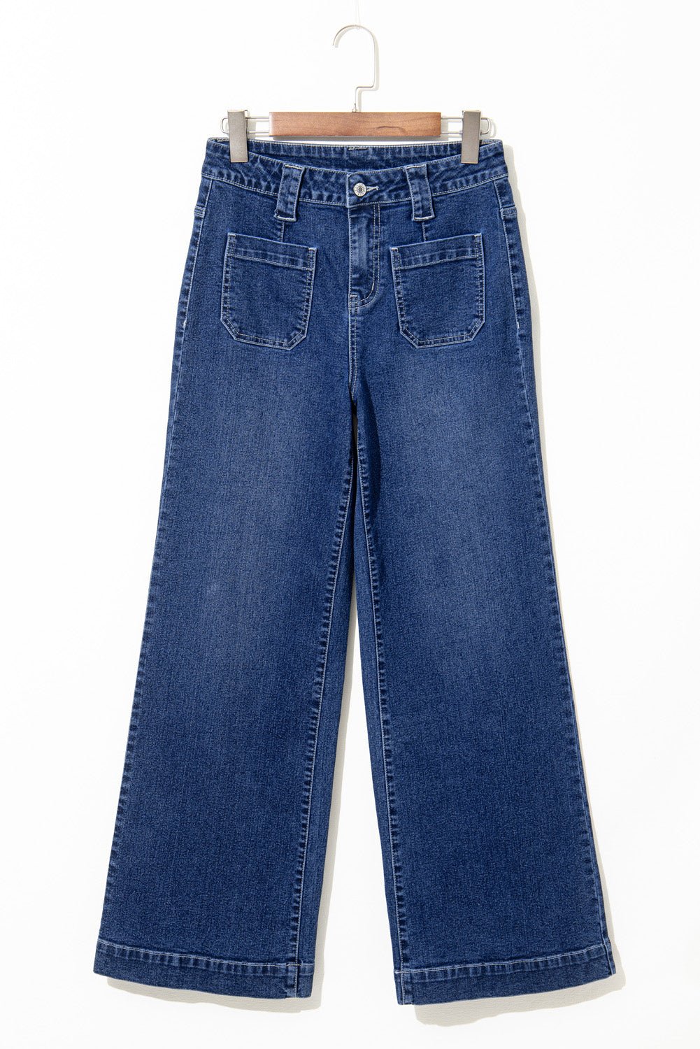 Sail Blue Wide Leg Pocketed High Waist Jeans - Goddess Vibes